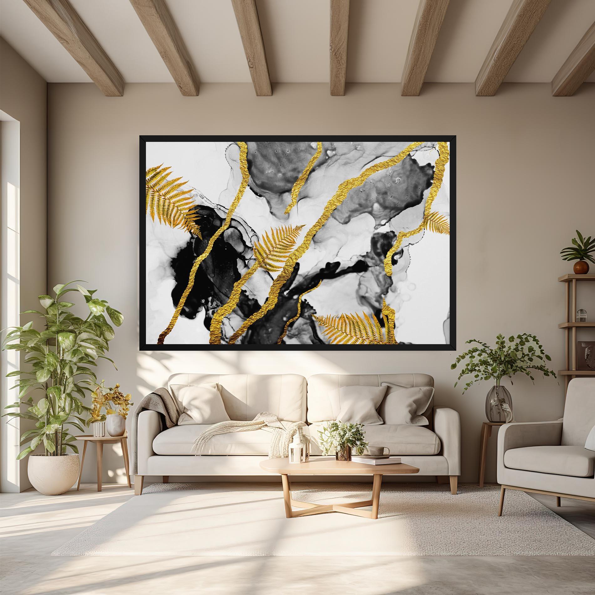 Obraz na Płótnie Abstract Golden Leaves mockup 6