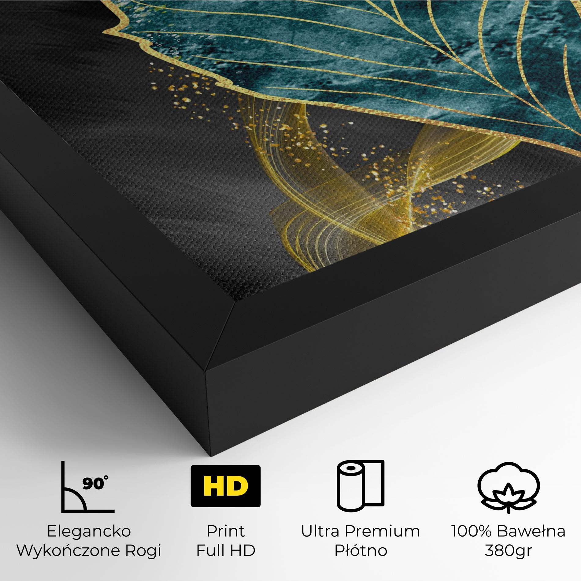 Obraz na Płótnie Golden Leaves Blue mockup 4