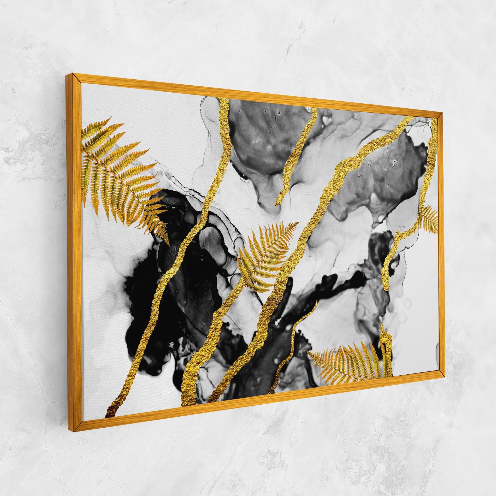 Obraz na Płótnie Abstract Golden Leaves mockup 1