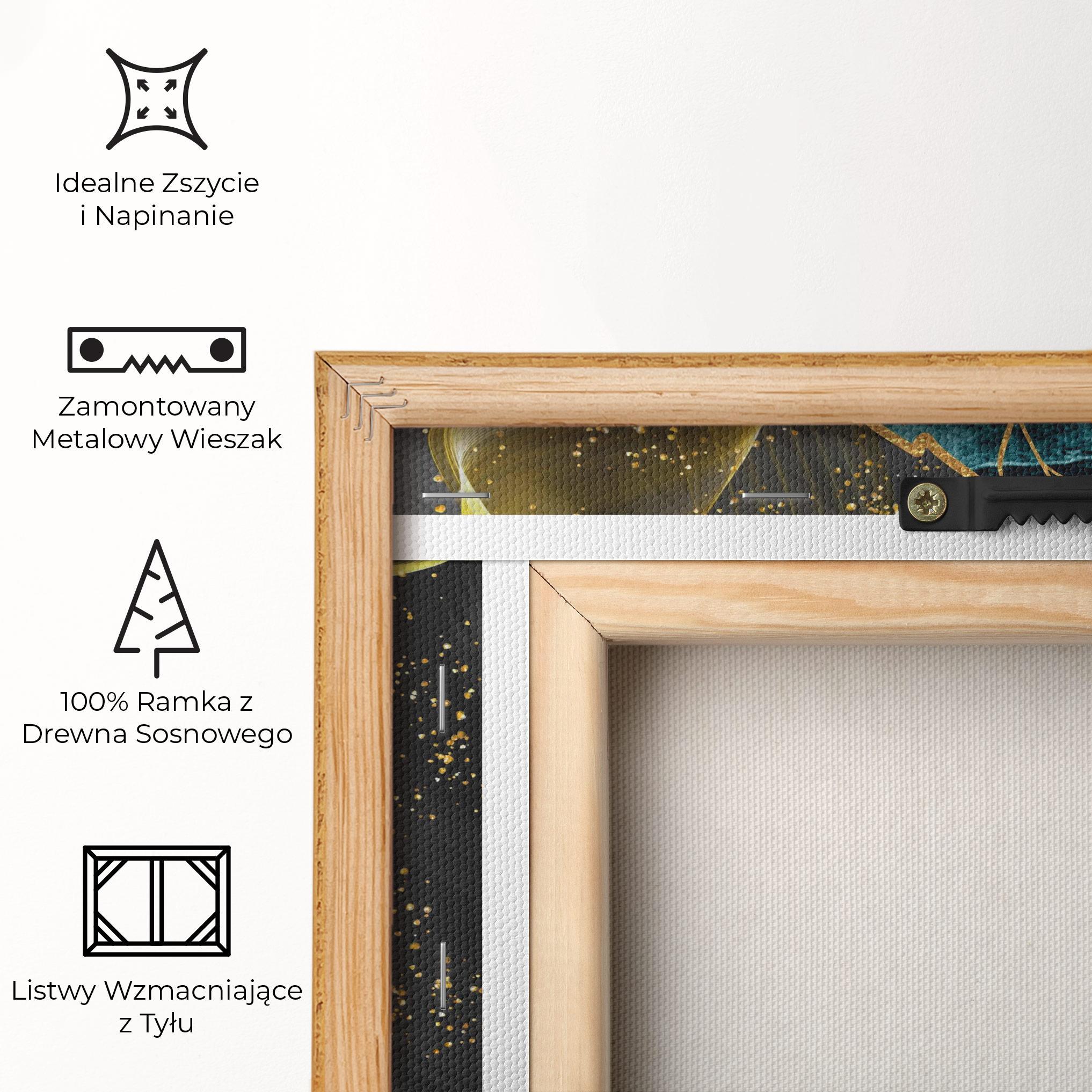 Obraz na Płótnie Golden Leaves Blue mockup 5