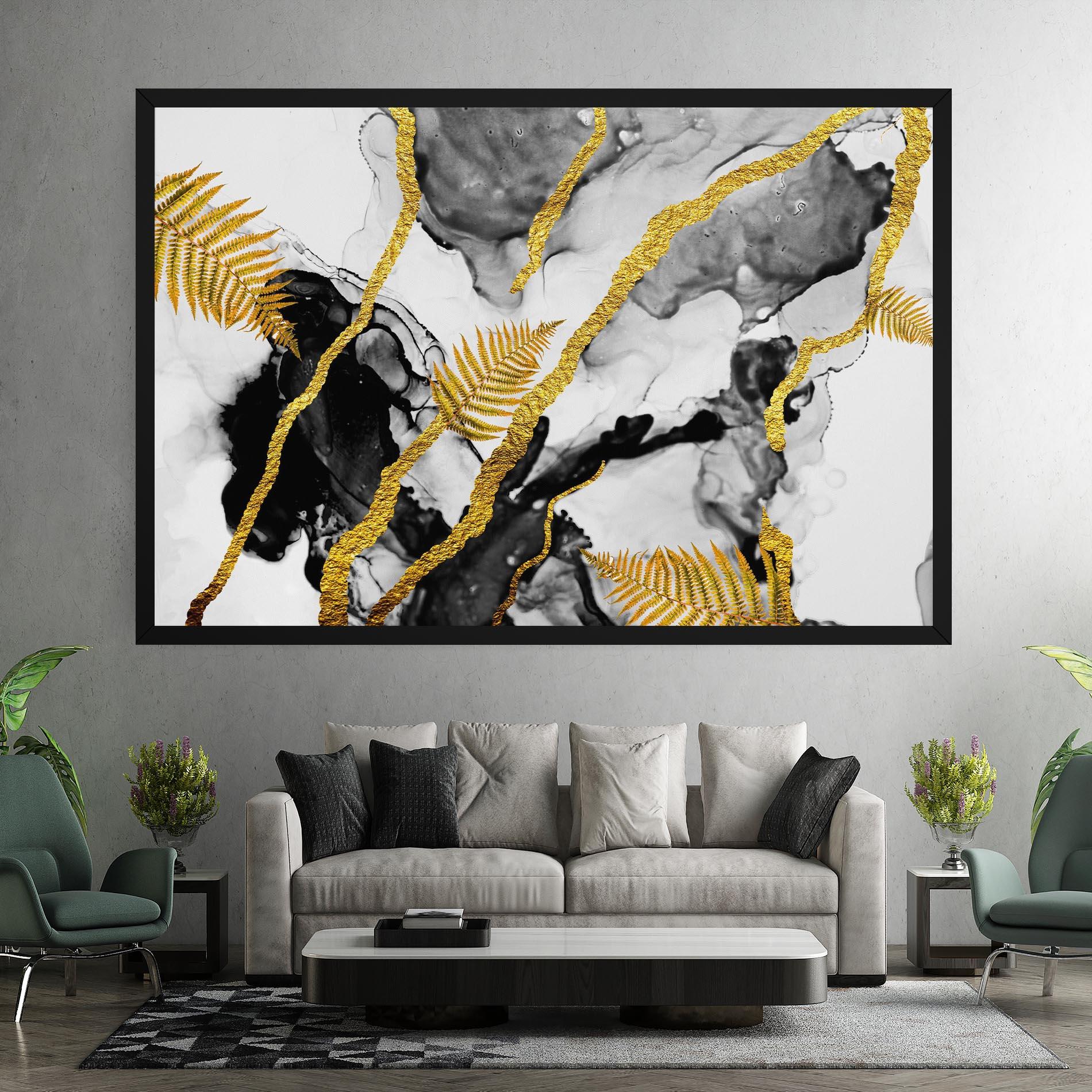 Obraz na Płótnie Abstract Golden Leaves mockup 7