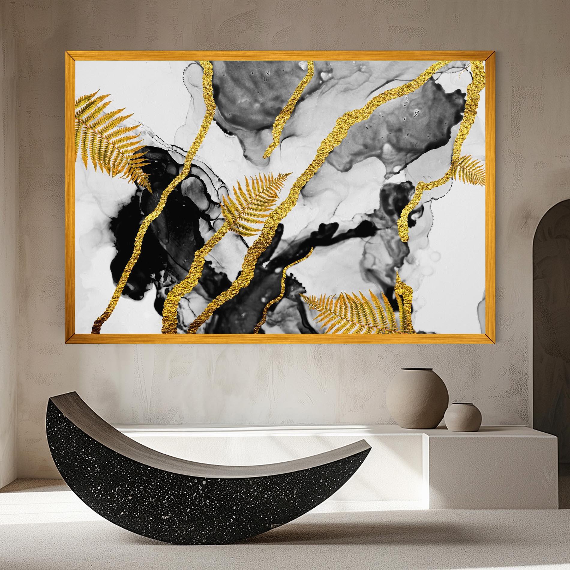 Obraz na Płótnie Abstract Golden Leaves mockup 8