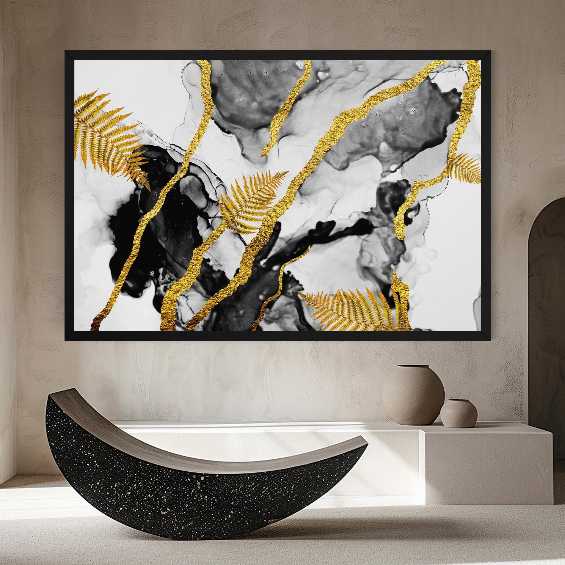 Obraz na Płótnie Abstract Golden Leaves mockup 8