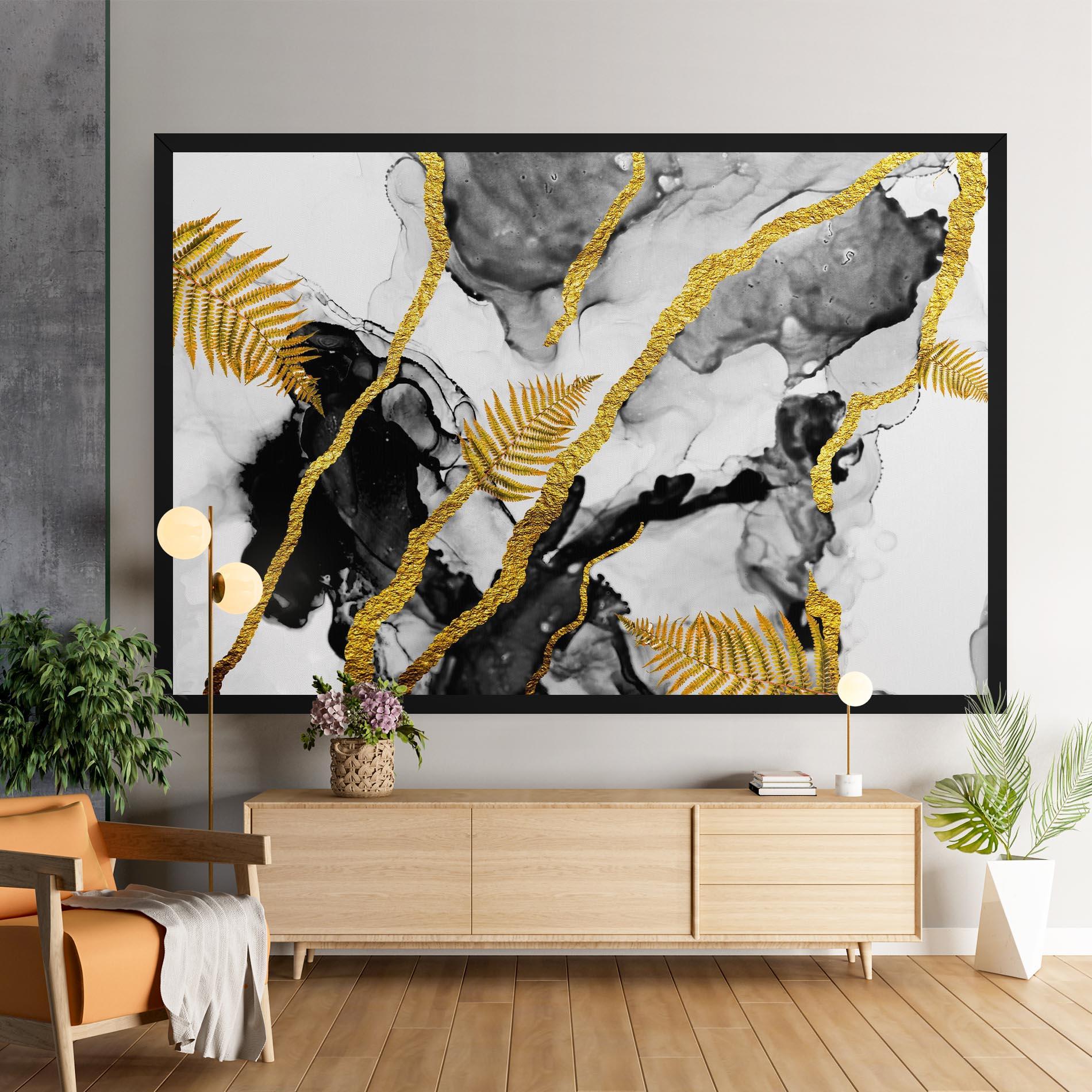 Obraz na Płótnie Abstract Golden Leaves mockup 9