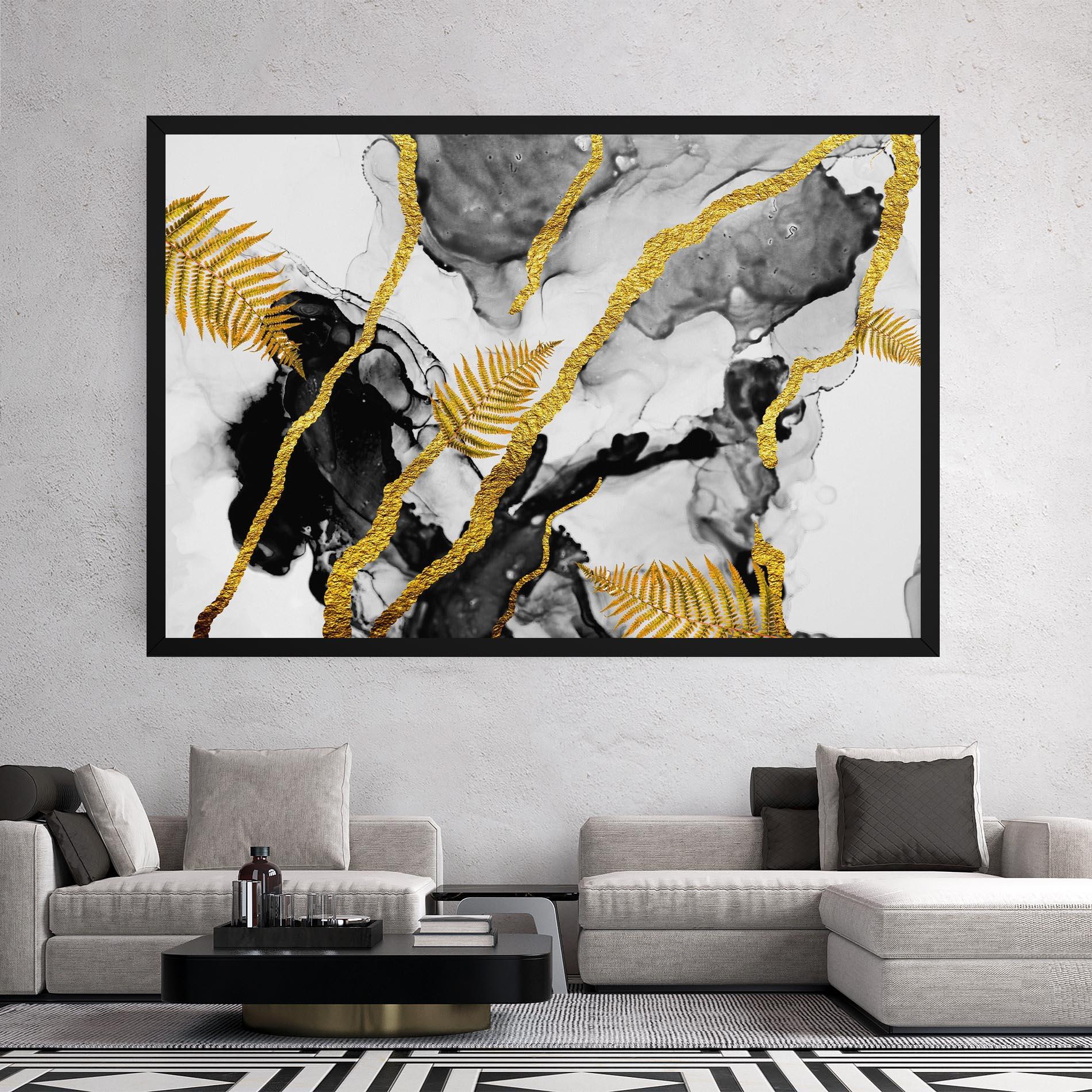 Obraz na Płótnie Abstract Golden Leaves mockup 2