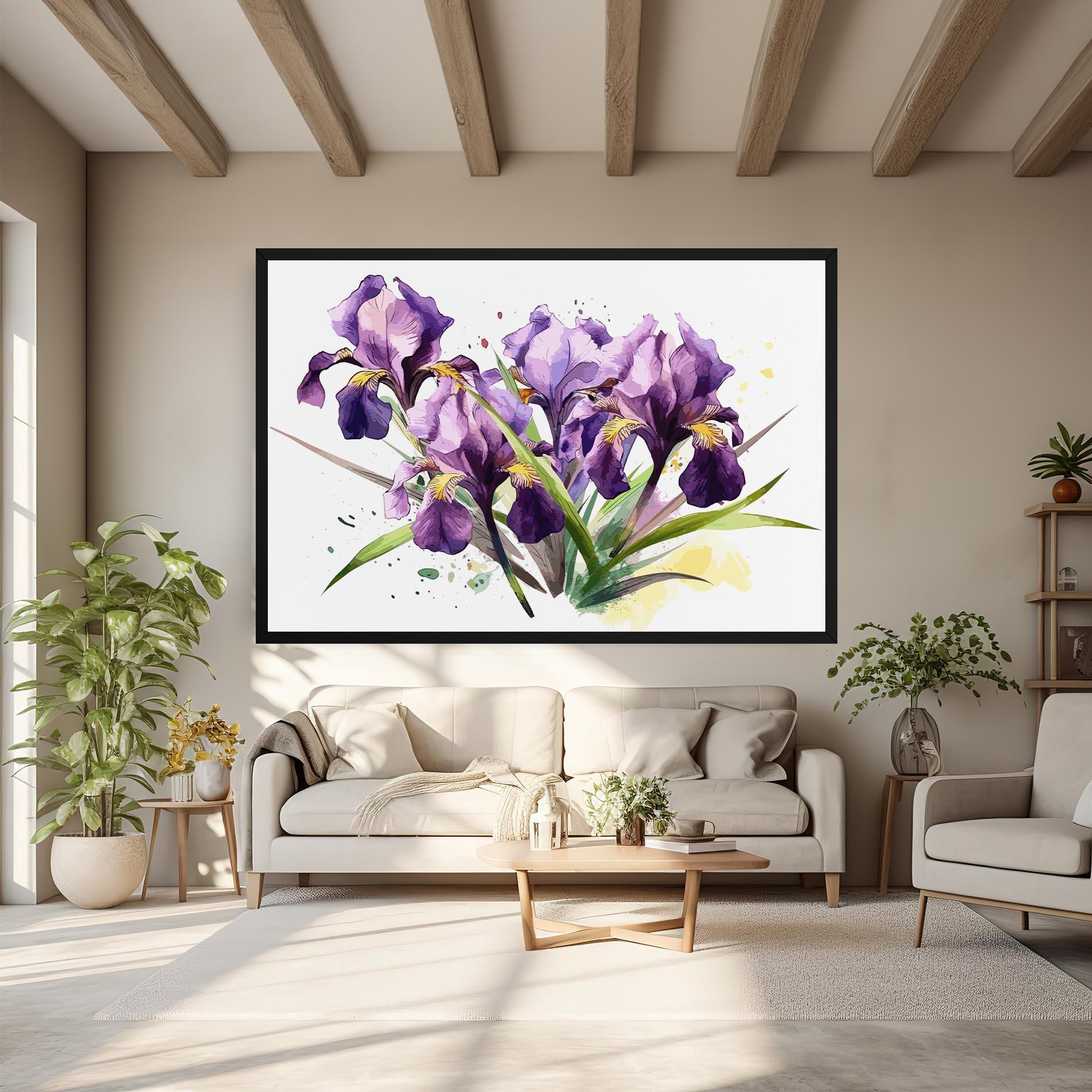 Obraz na Płótnie Watercolor Purple Iris mockup 6