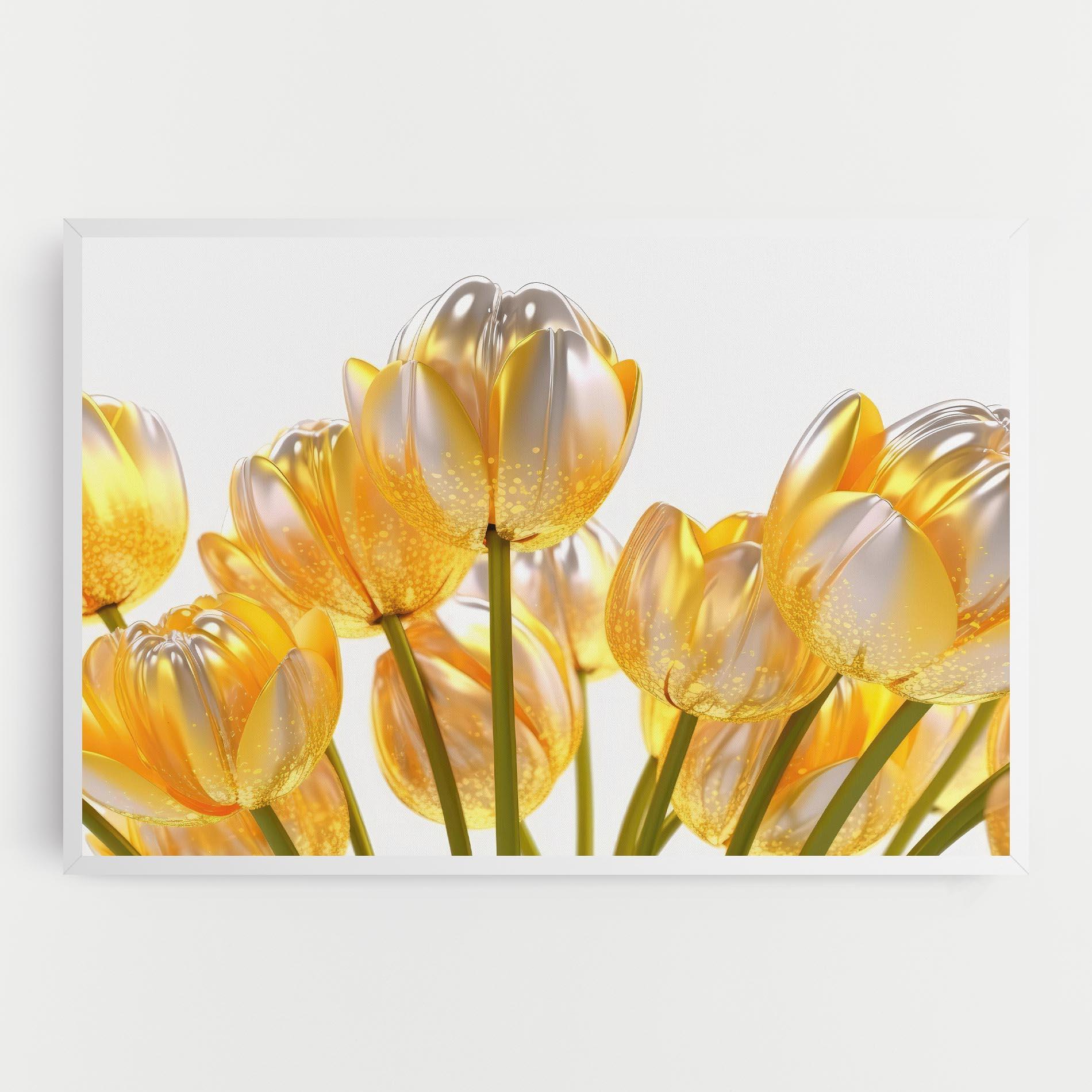 Obraz na Płótnie Gold White Tulips mockup 0