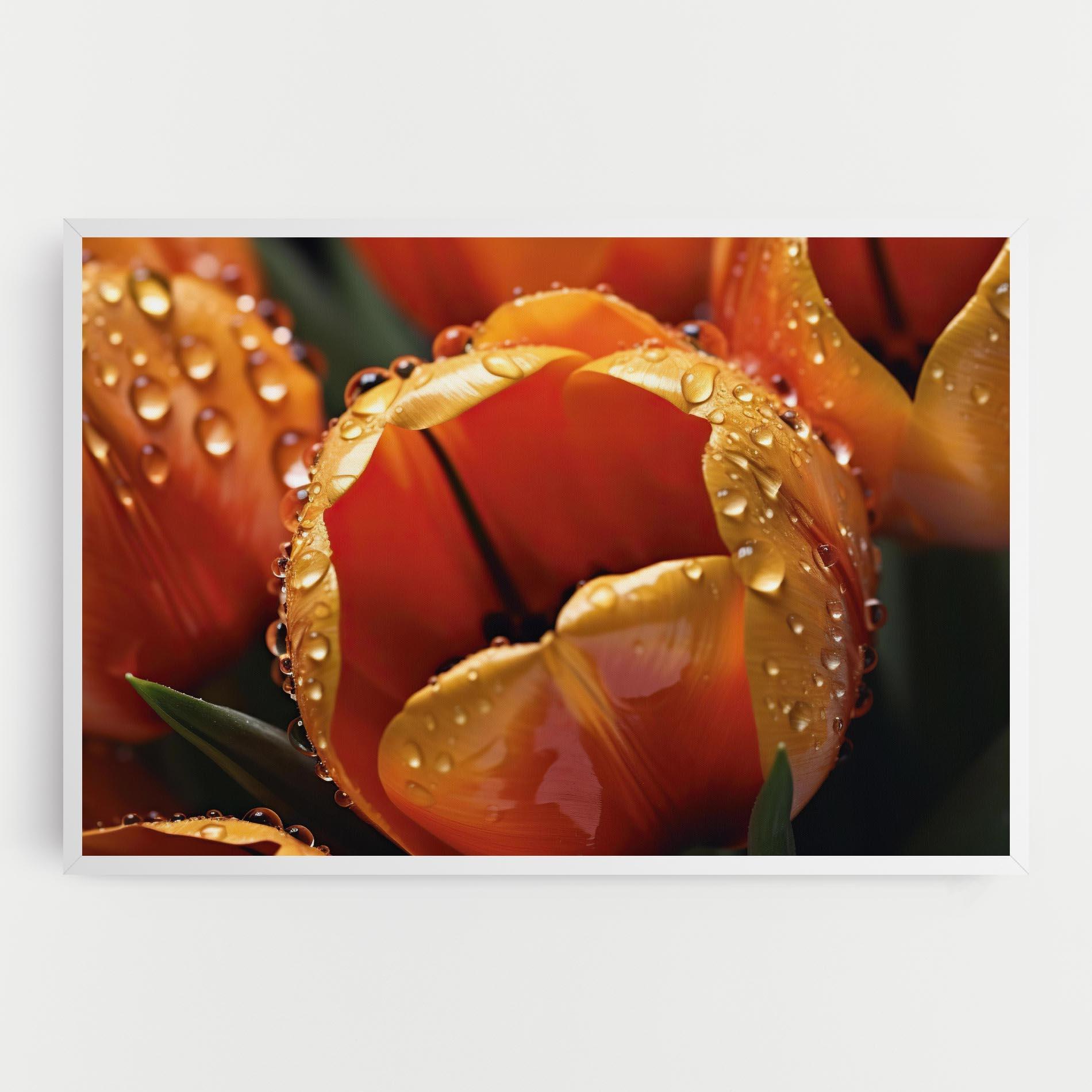 Obraz na Płótnie Orange Tulip Water Drops mockup 0