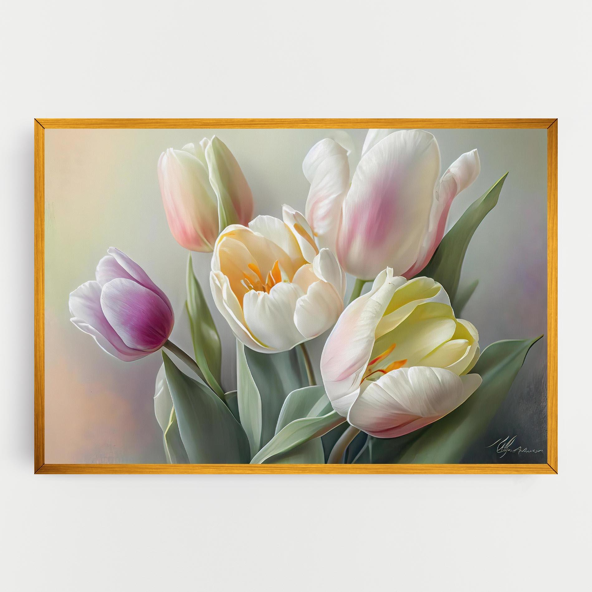 Obraz na Płótnie White Tulips Painting mockup 0