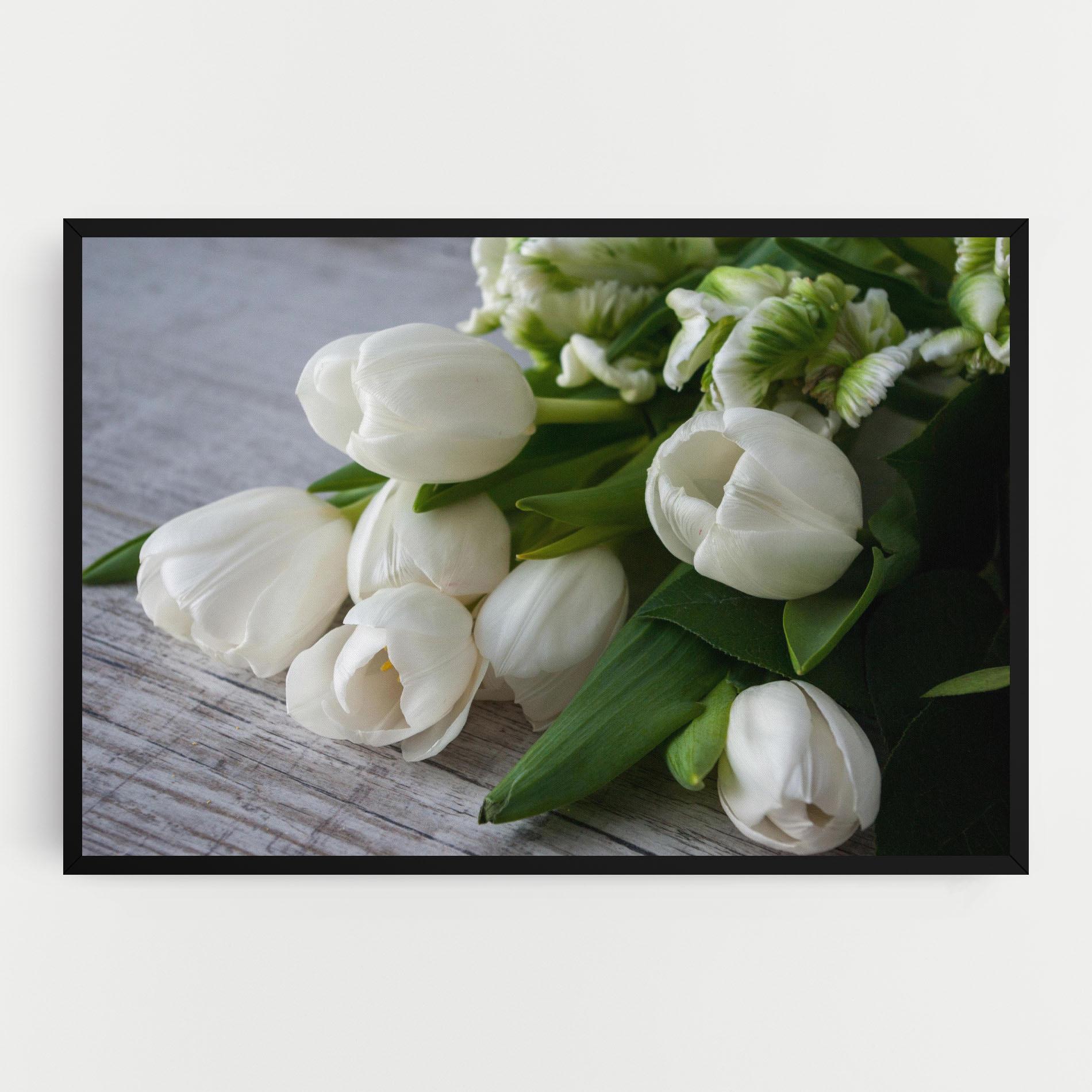 Obraz na Płótnie White Tulips Bouquet mockup 0