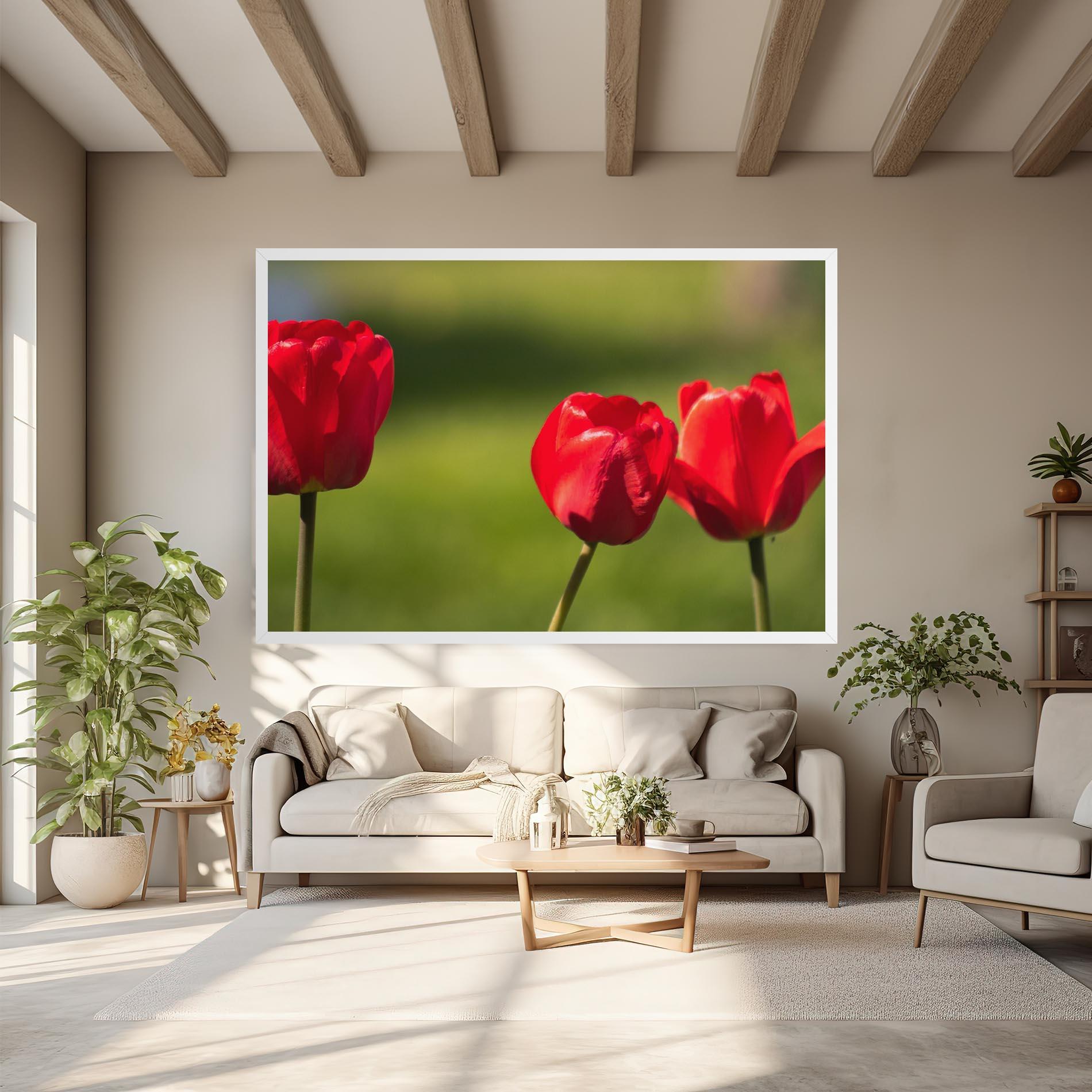 Obraz na Płótnie 3 Red Tulips mockup 6