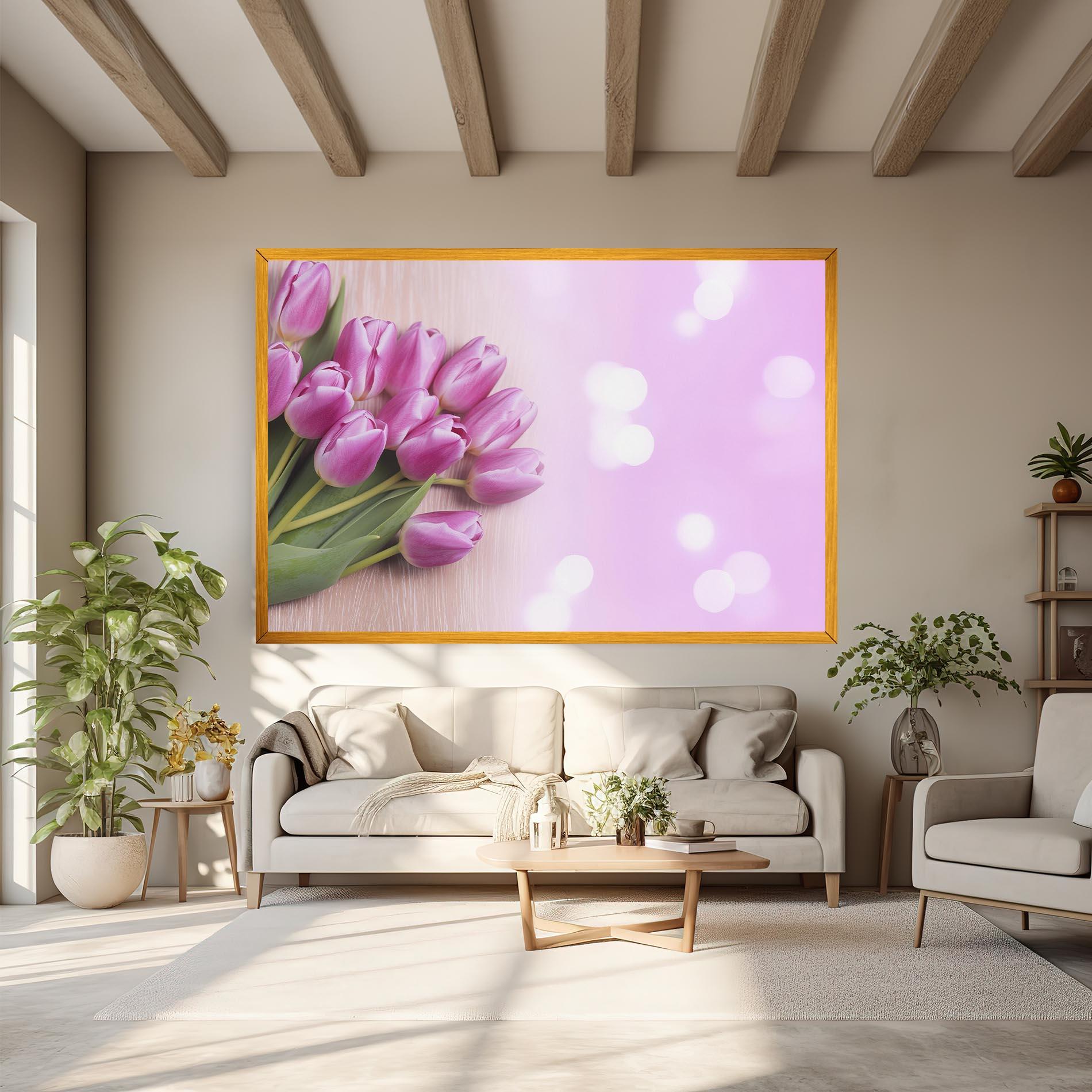 Obraz na Płótnie Pink Tulip Flowers mockup 6