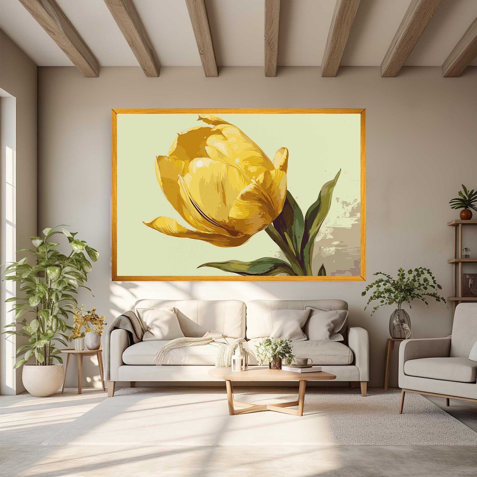 Obraz na Płótnie Yellow Shiny Tulip mockup 6