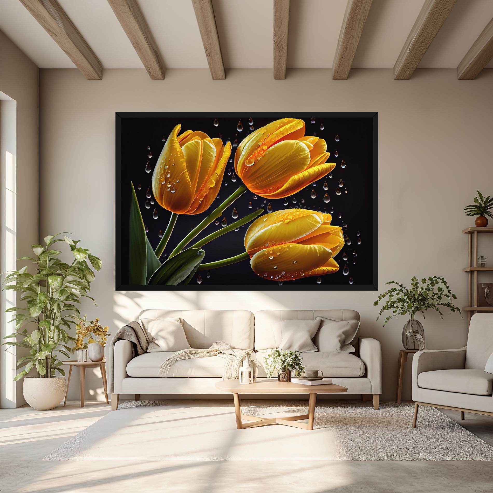 Obraz na Płótnie 3 Yellow Tulips mockup 6