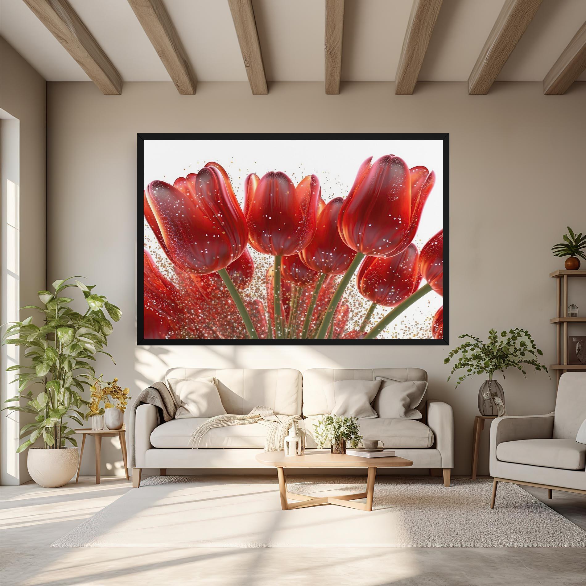 Obraz na Płótnie Glitter Red Tulips mockup 6