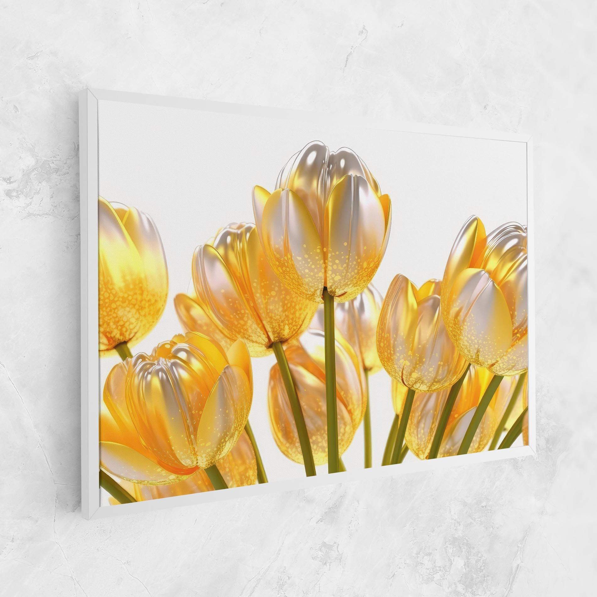 Obraz na Płótnie Gold White Tulips mockup 1