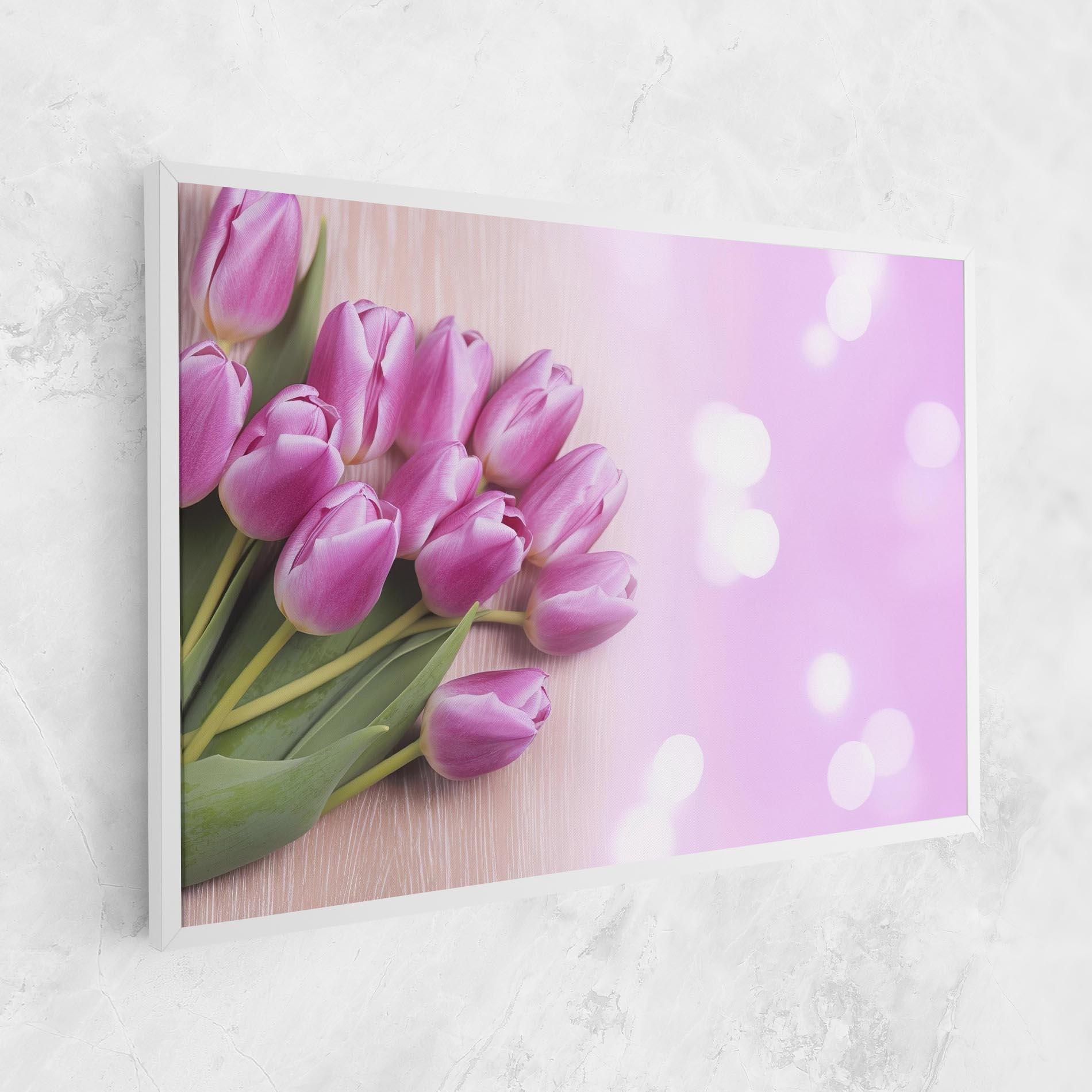 Obraz na Płótnie Pink Tulip Flowers mockup 1