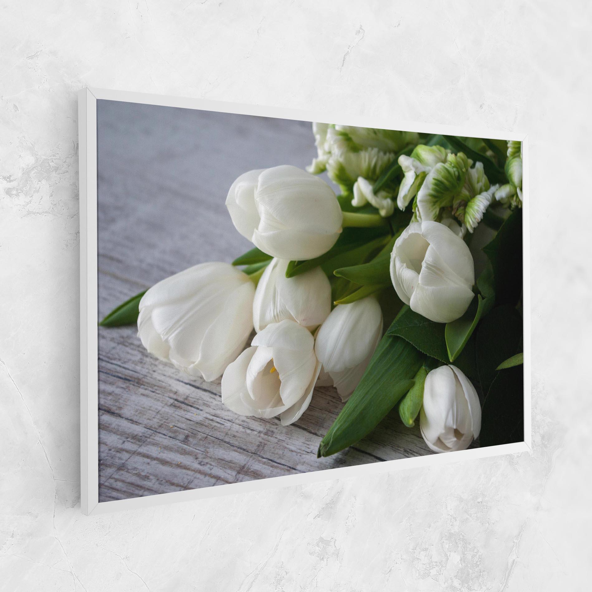 Obraz na Płótnie White Tulips Bouquet mockup 1