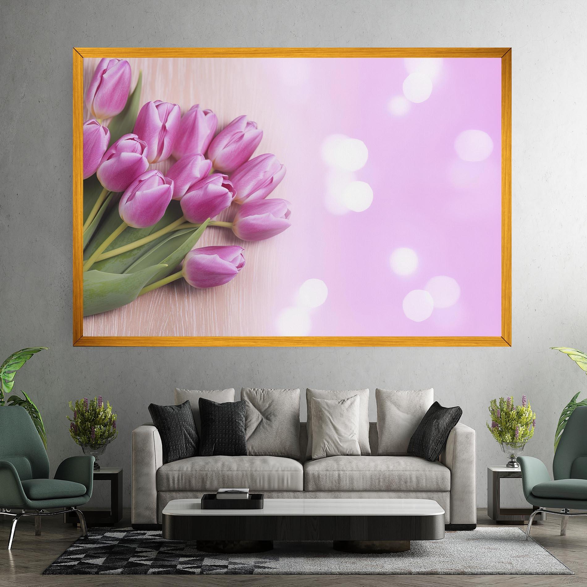 Obraz na Płótnie Pink Tulip Flowers mockup 7