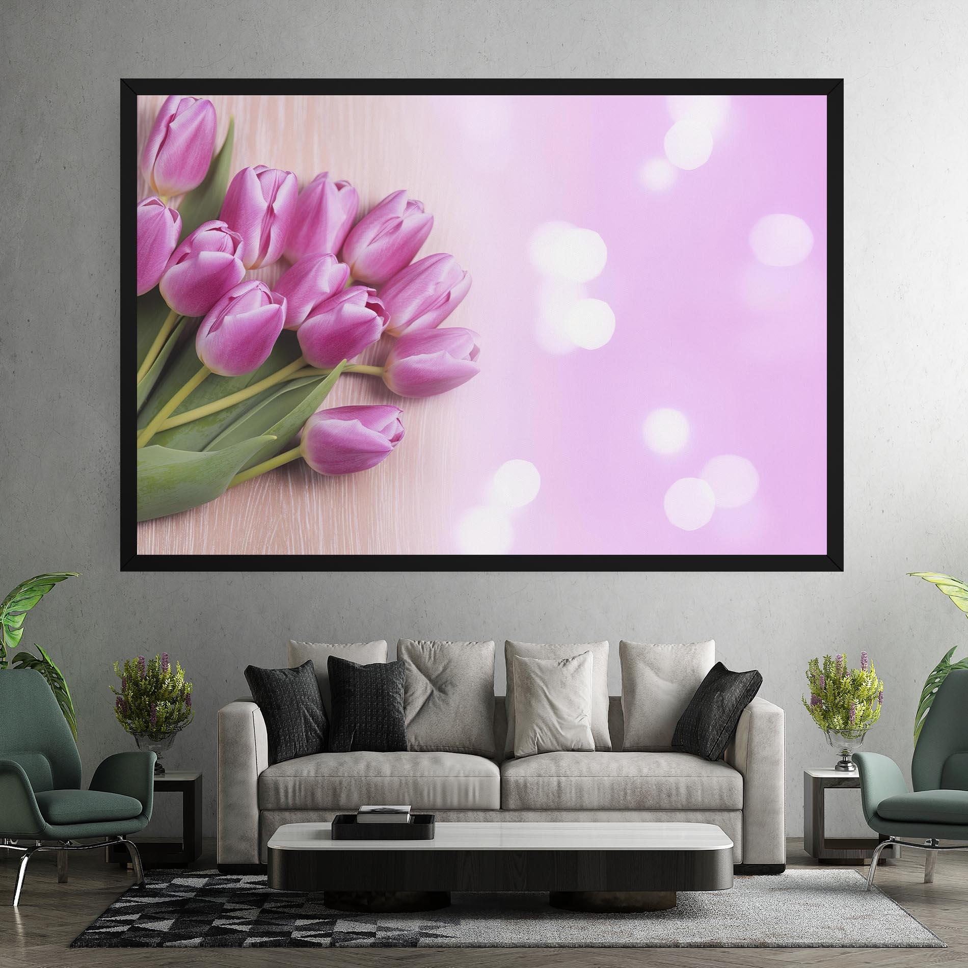 Obraz na Płótnie Pink Tulip Flowers mockup 7