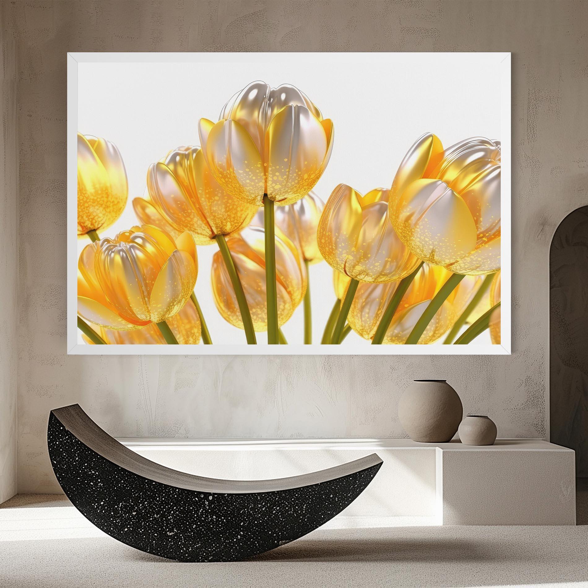 Obraz na Płótnie Gold White Tulips mockup 8