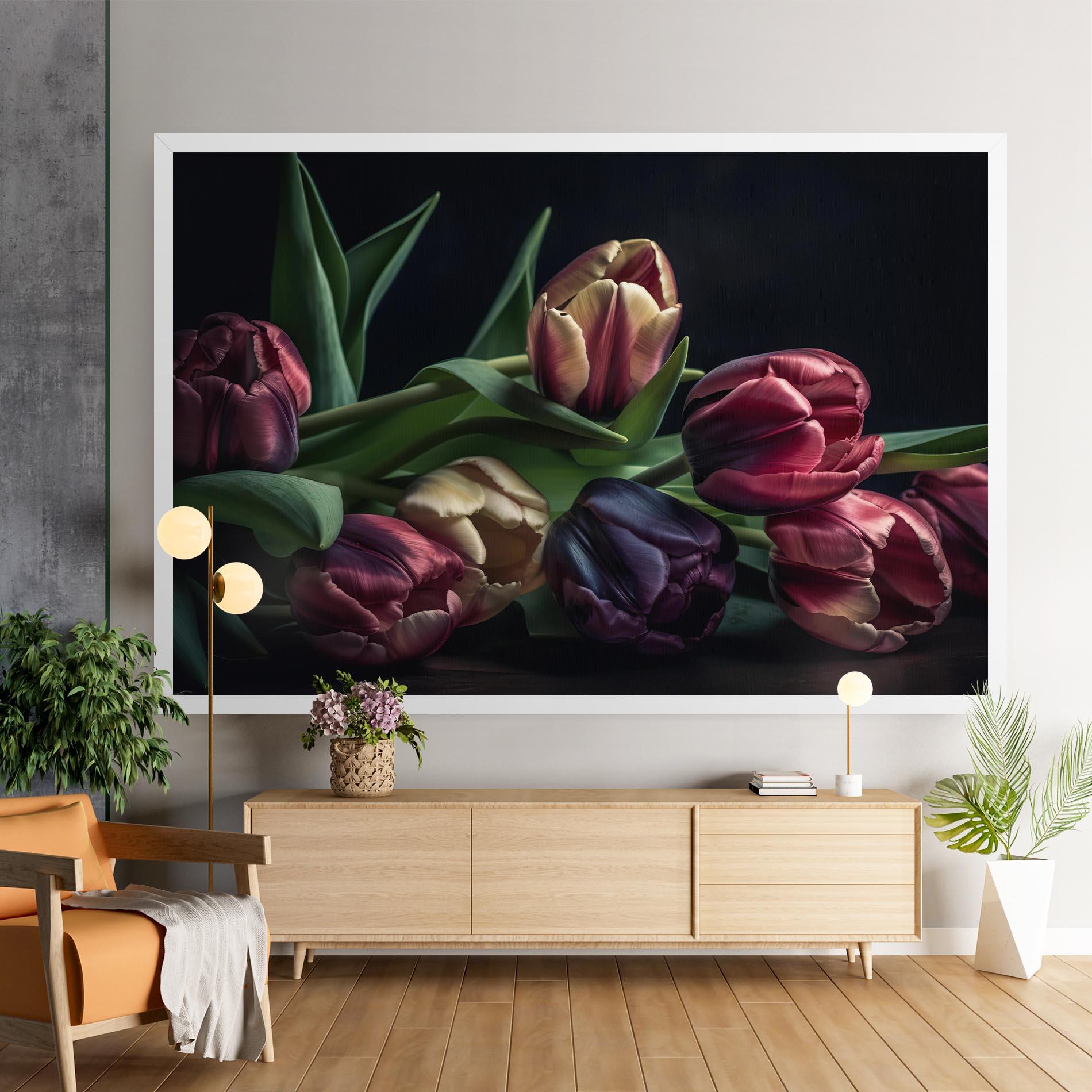 Obraz na Płótnie Dark Purple Tulip mockup 9