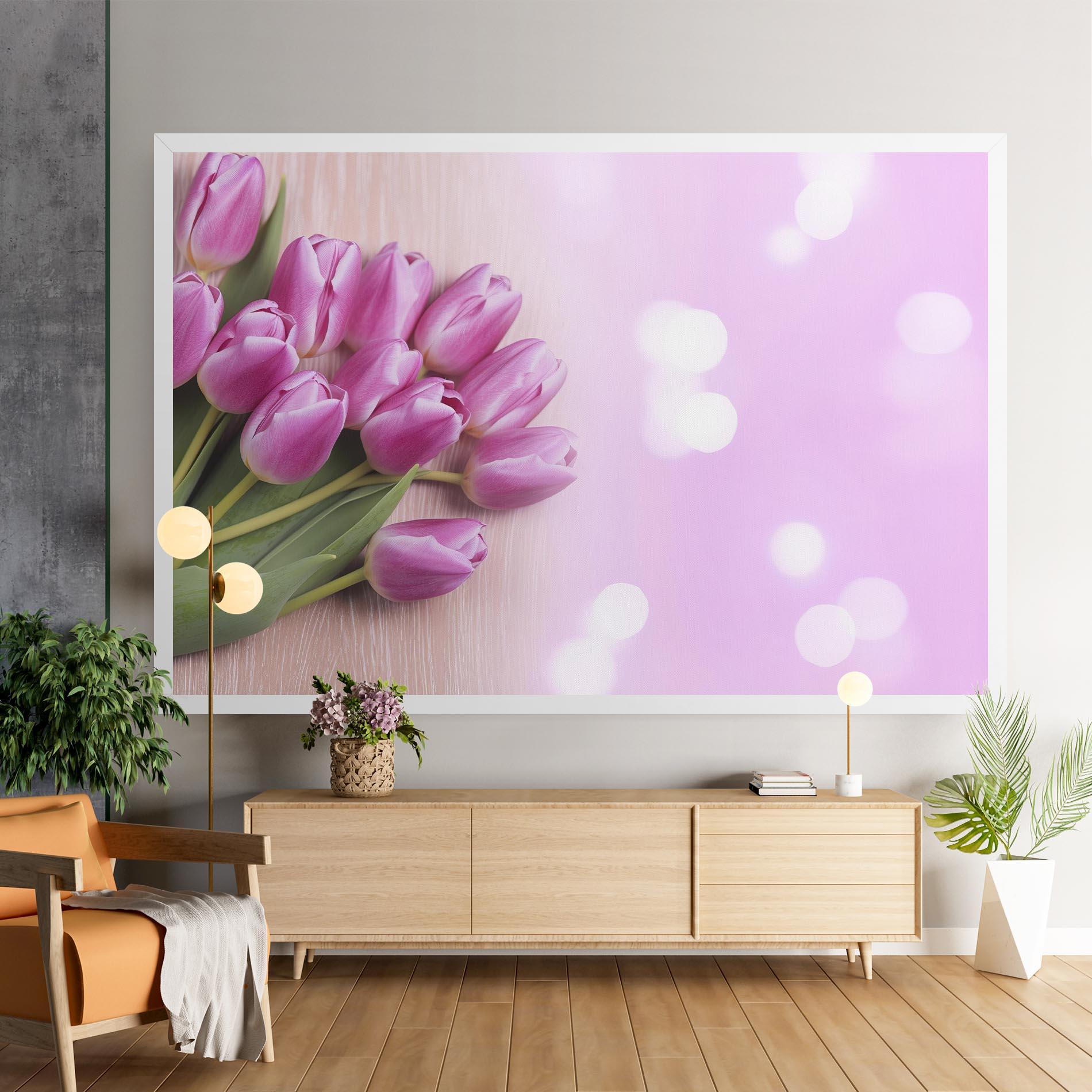 Obraz na Płótnie Pink Tulip Flowers mockup 9