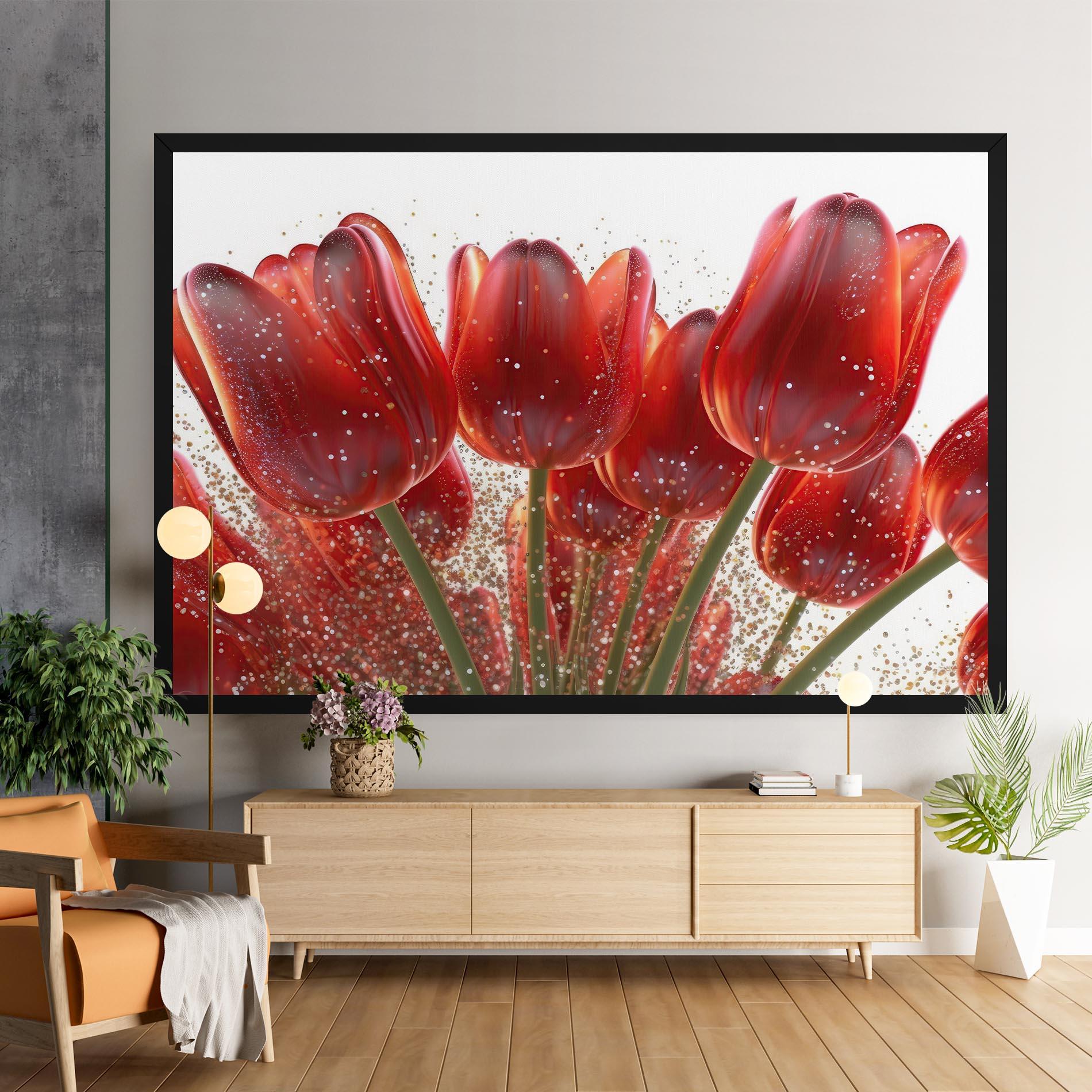 Obraz na Płótnie Glitter Red Tulips mockup 9
