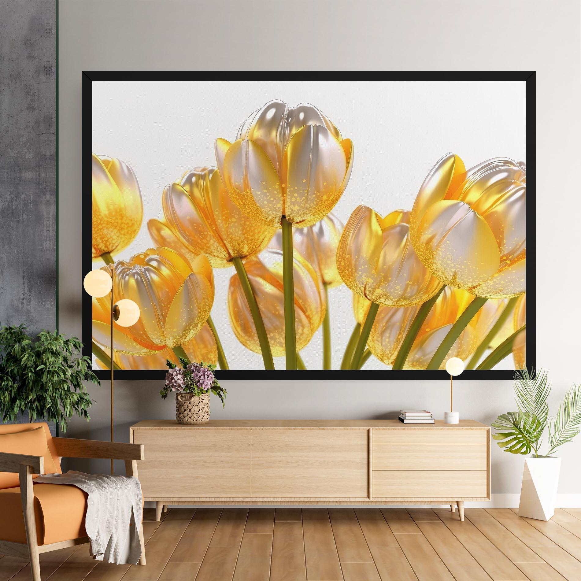 Obraz na Płótnie Gold White Tulips mockup 9