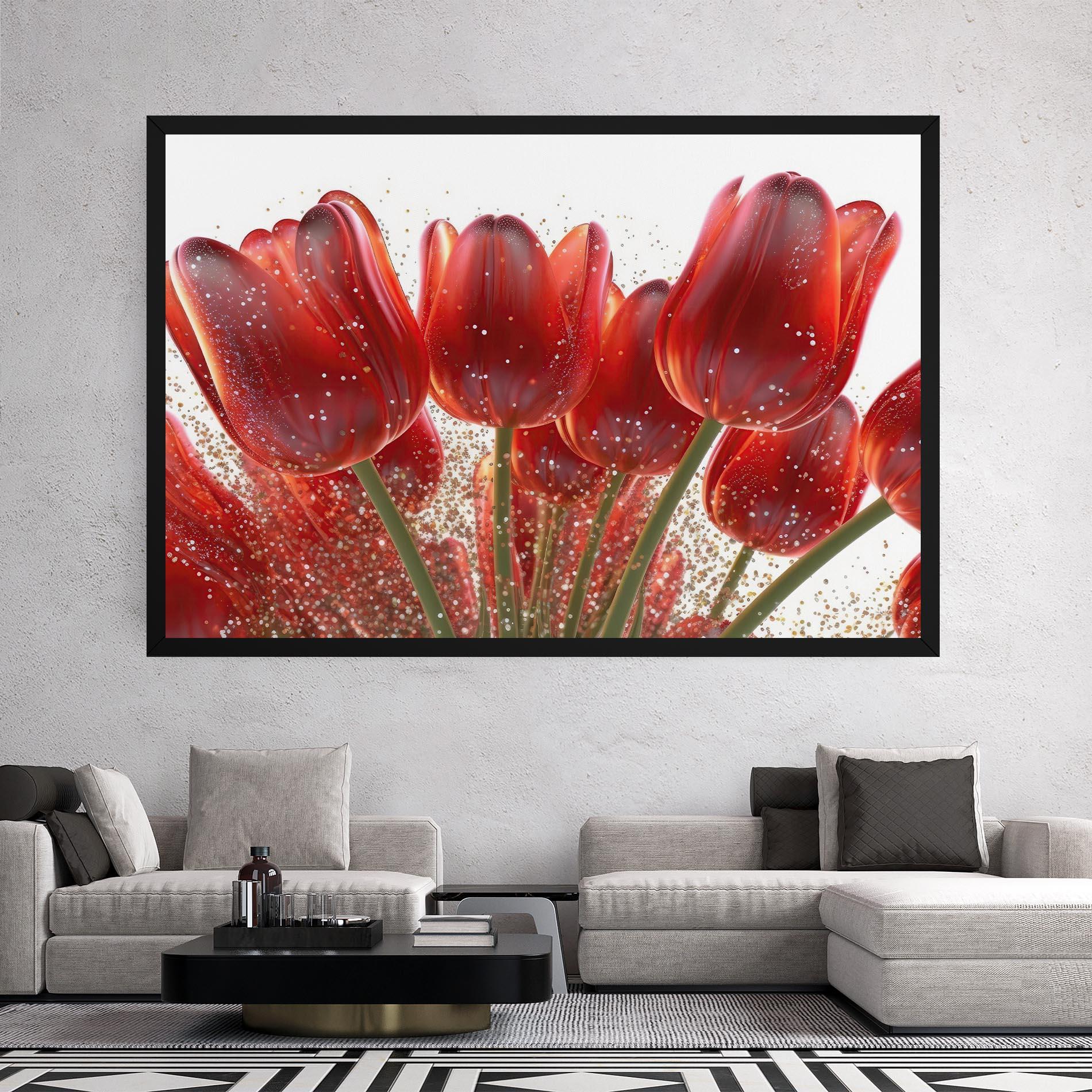 Obraz na Płótnie Glitter Red Tulips mockup 2