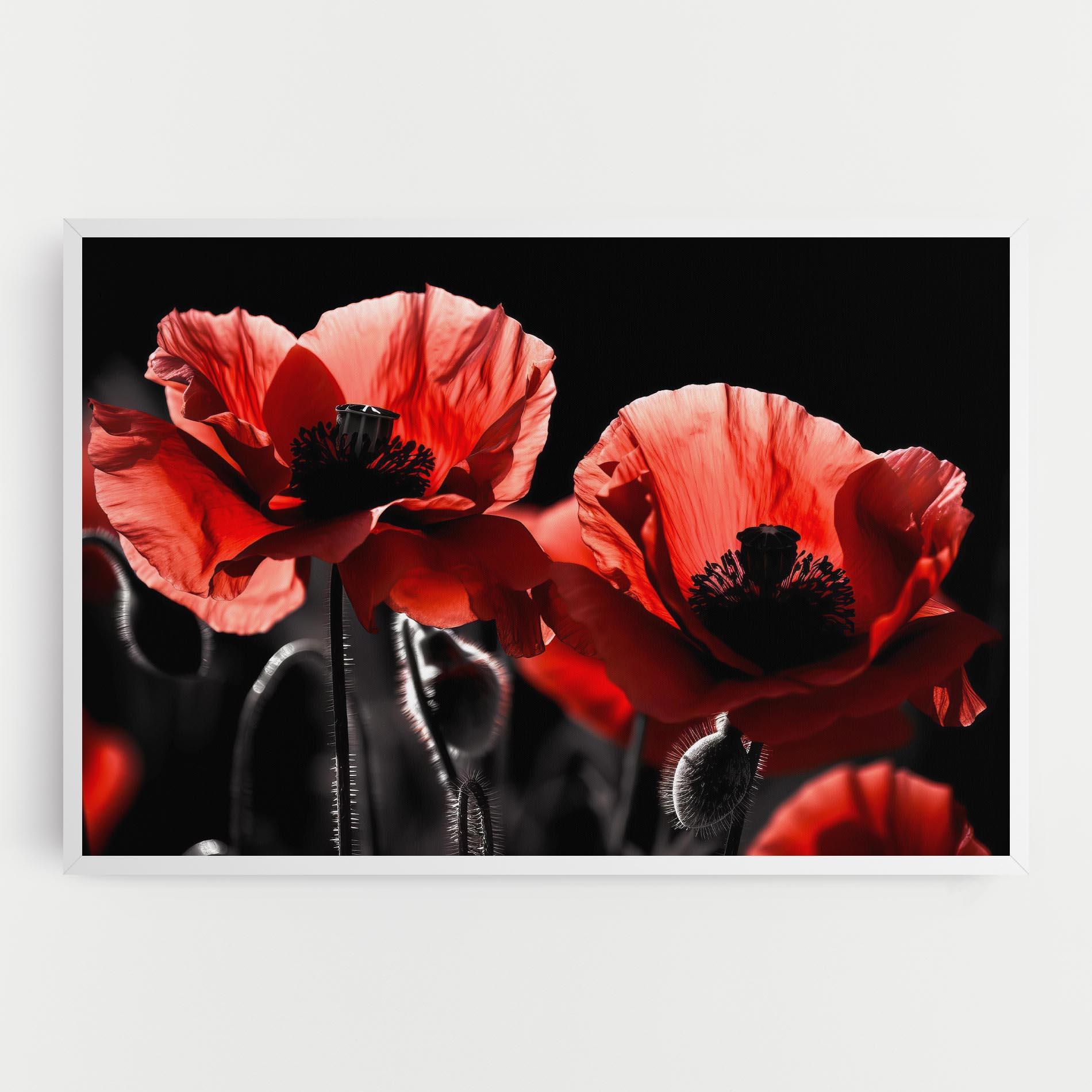 Obraz na Płótnie Light Red Poppy On Black mockup 0