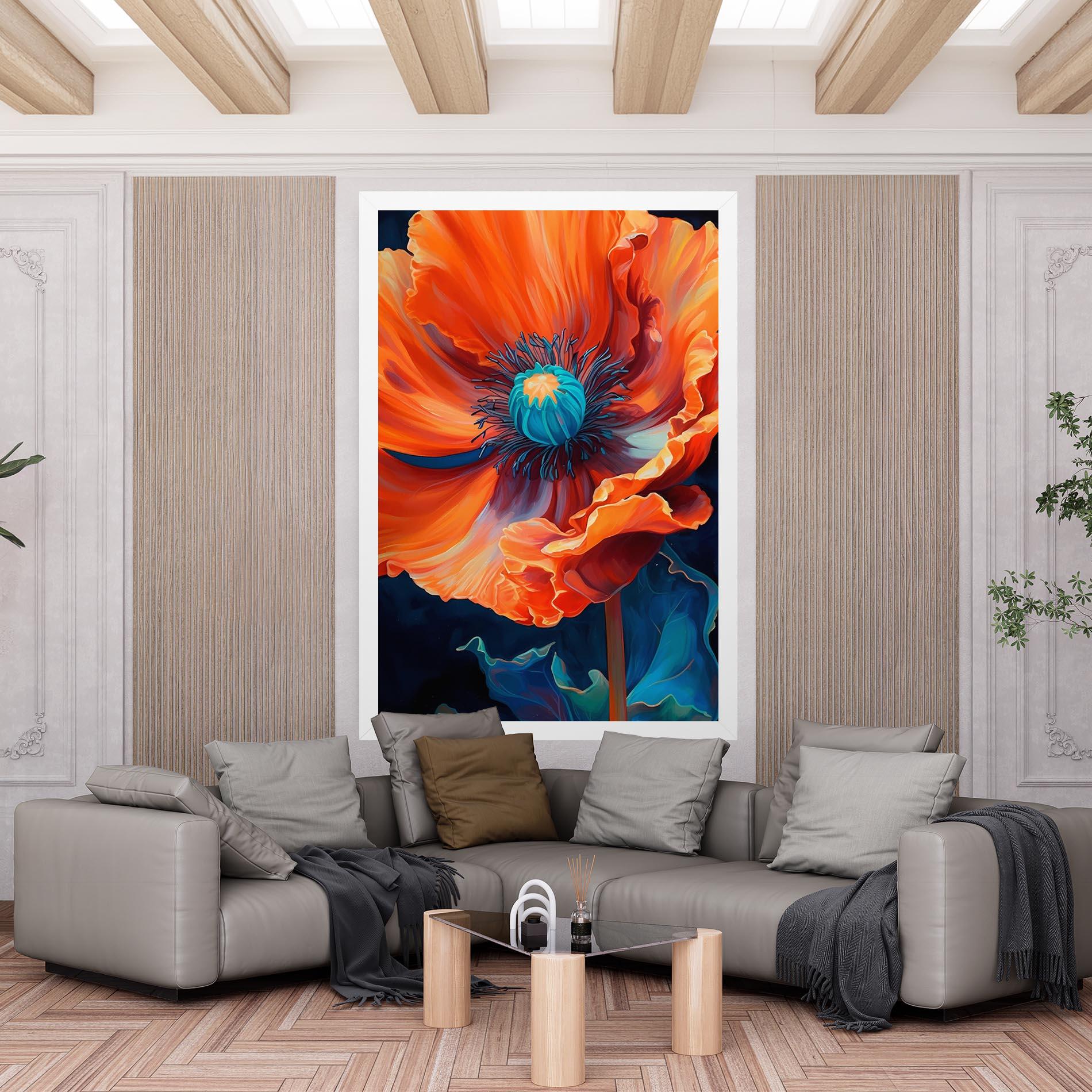 Obraz na Płótnie Orange Blue Poppy mockup 6
