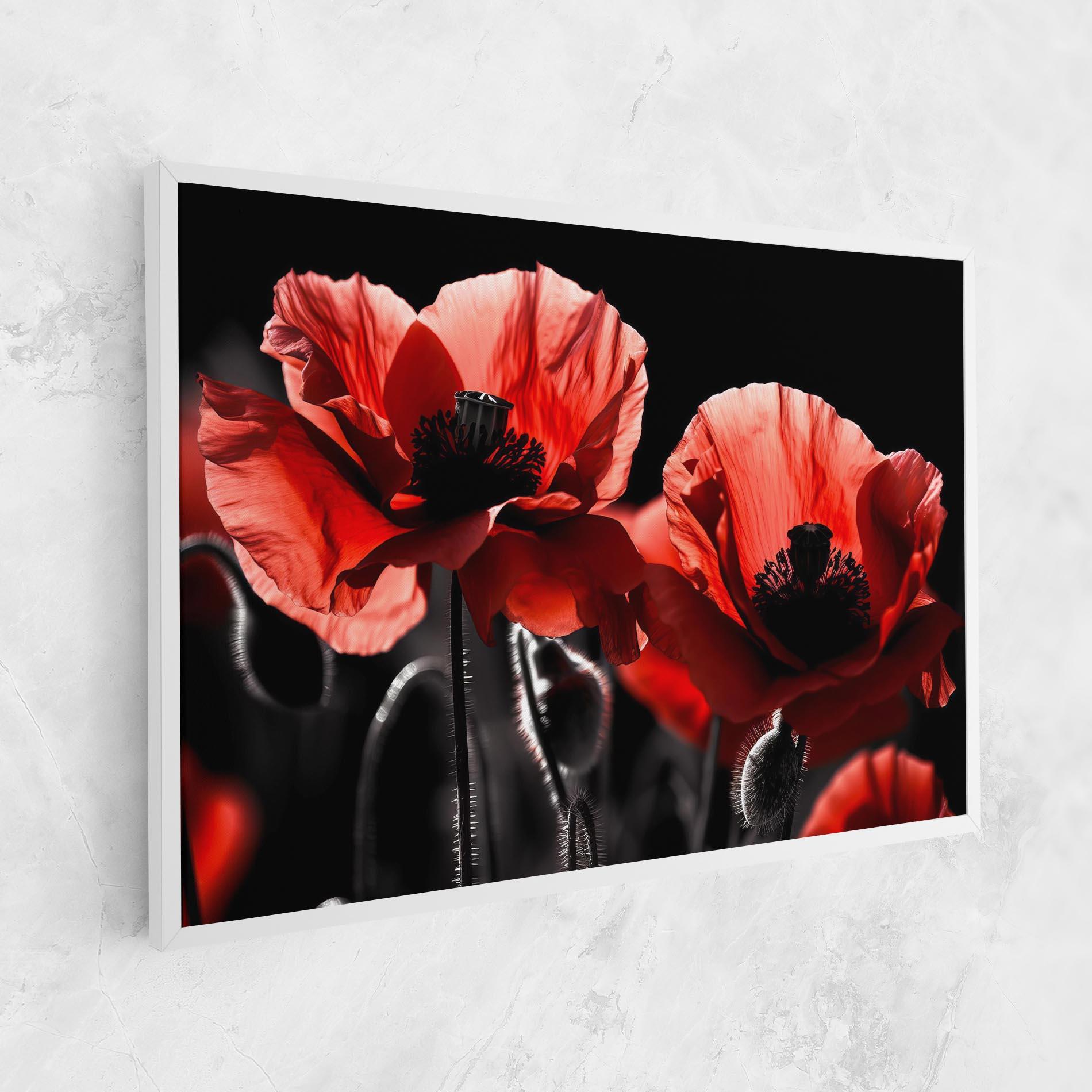 Obraz na Płótnie Light Red Poppy On Black mockup 1