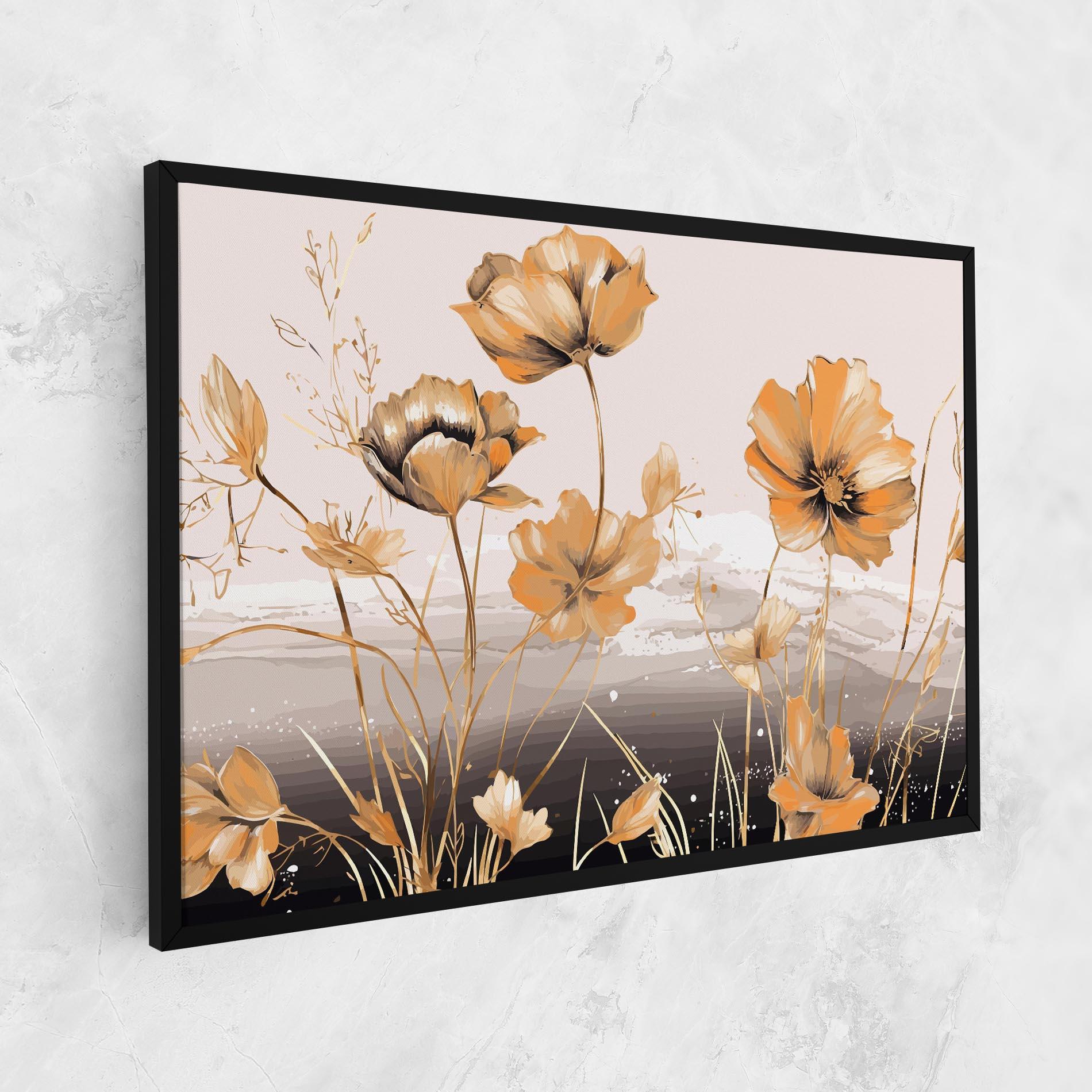 Obraz na Płótnie Gold Black Poppy mockup 1