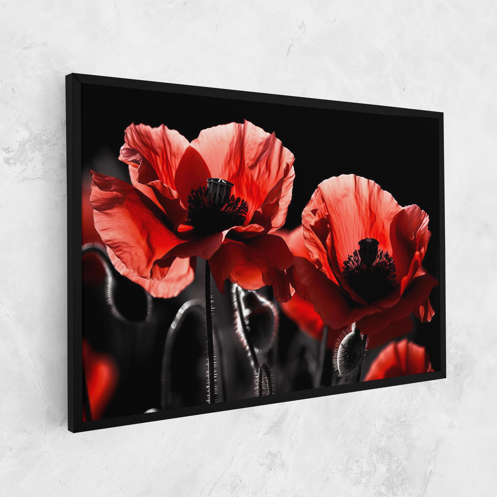 Obraz na Płótnie Light Red Poppy On Black mockup 1