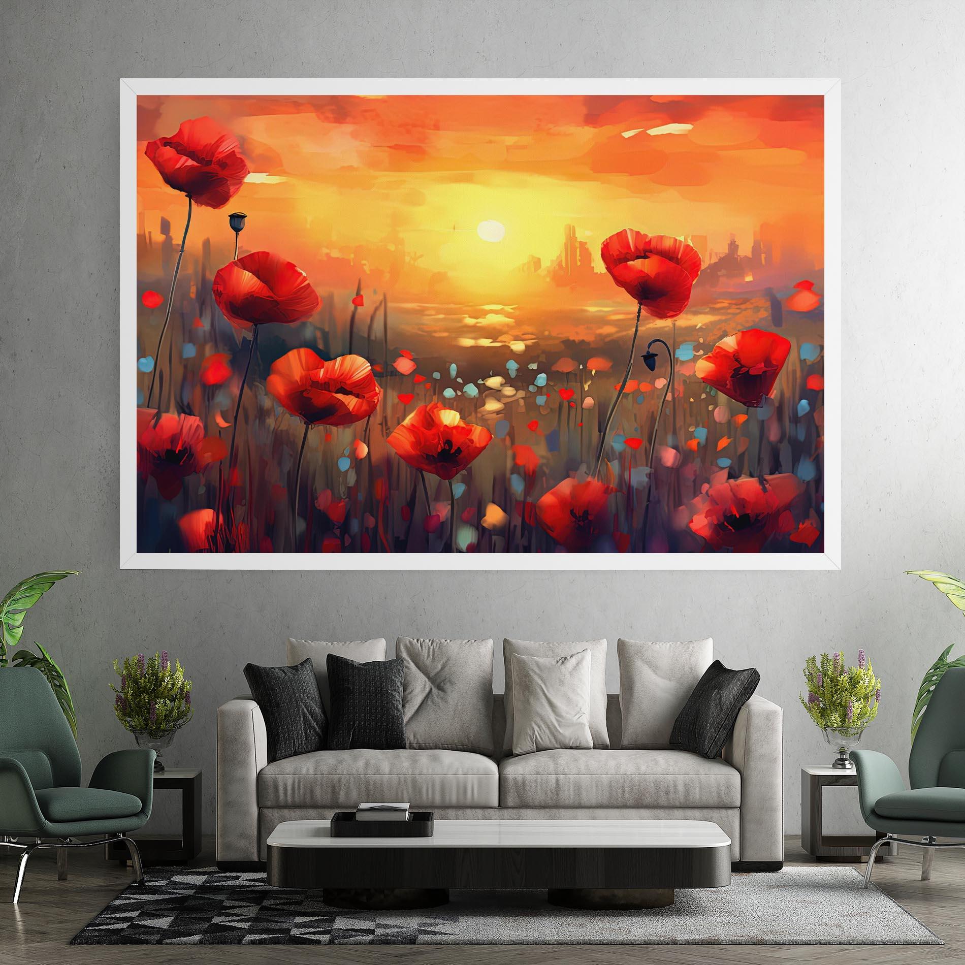 Obraz na Płótnie Sunrise Painting Poppies mockup 7