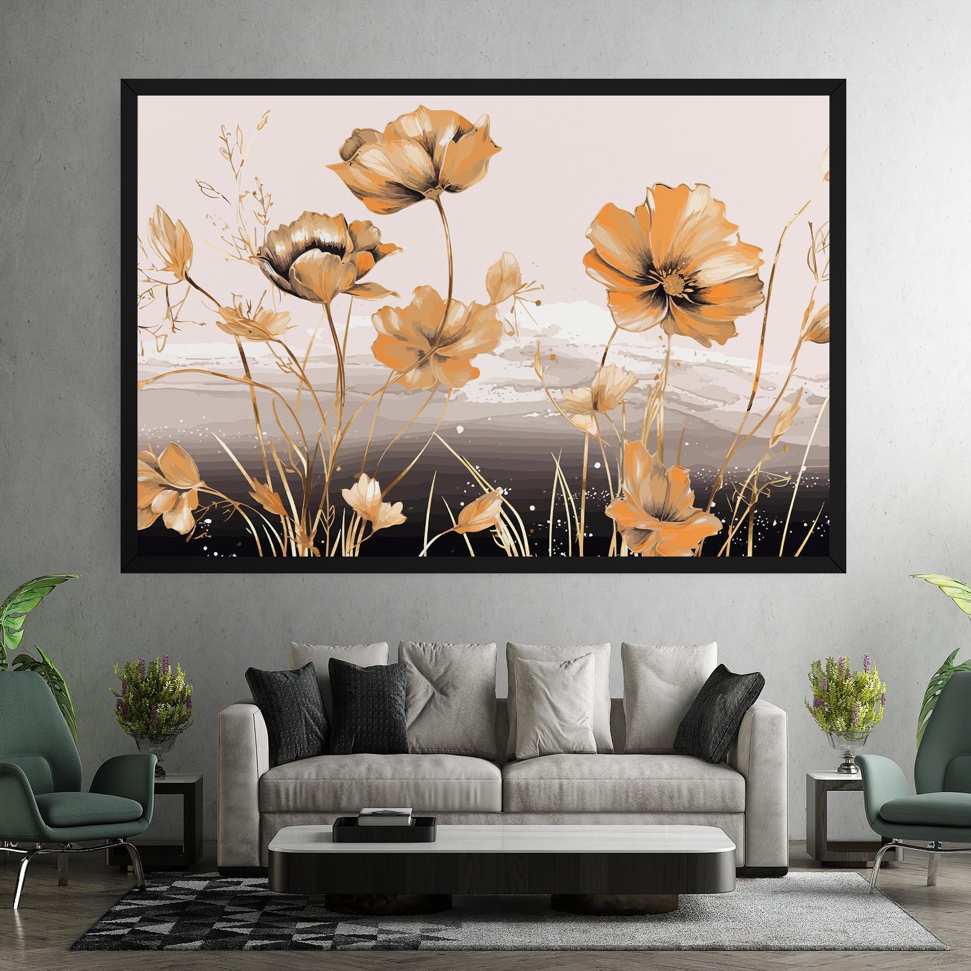 Obraz na Płótnie Gold Black Poppy mockup 7