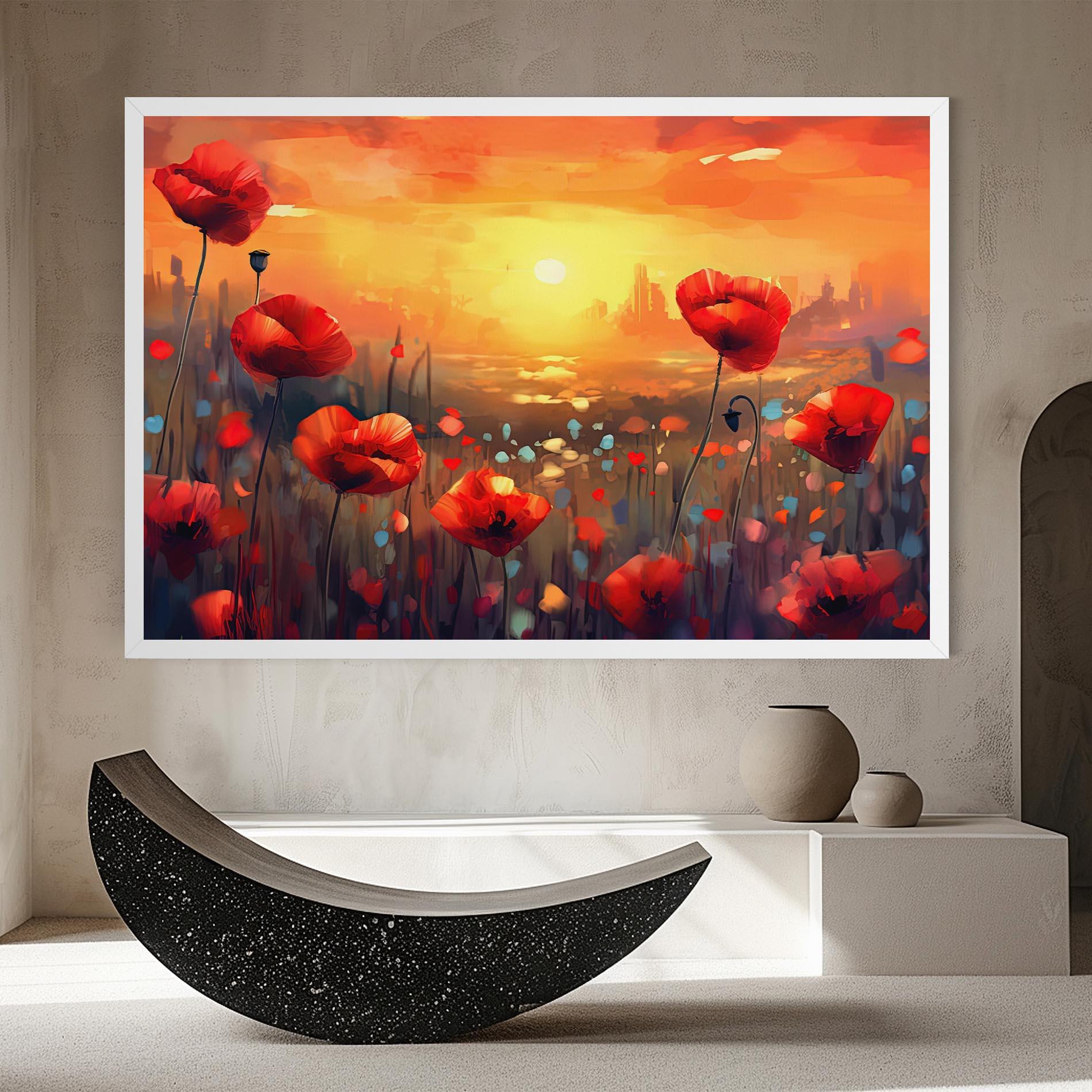 Obraz na Płótnie Sunrise Painting Poppies mockup 8