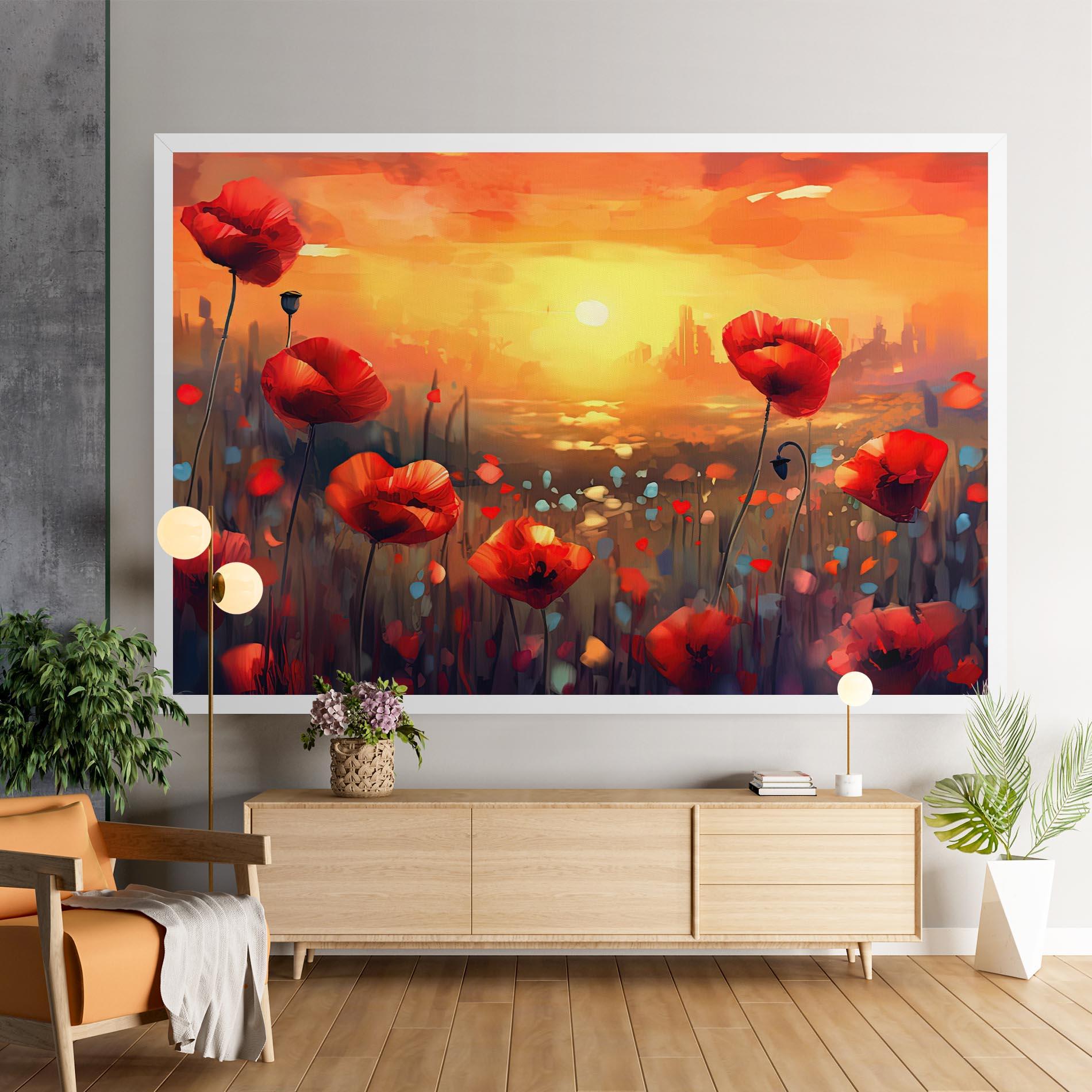 Obraz na Płótnie Sunrise Painting Poppies mockup 9