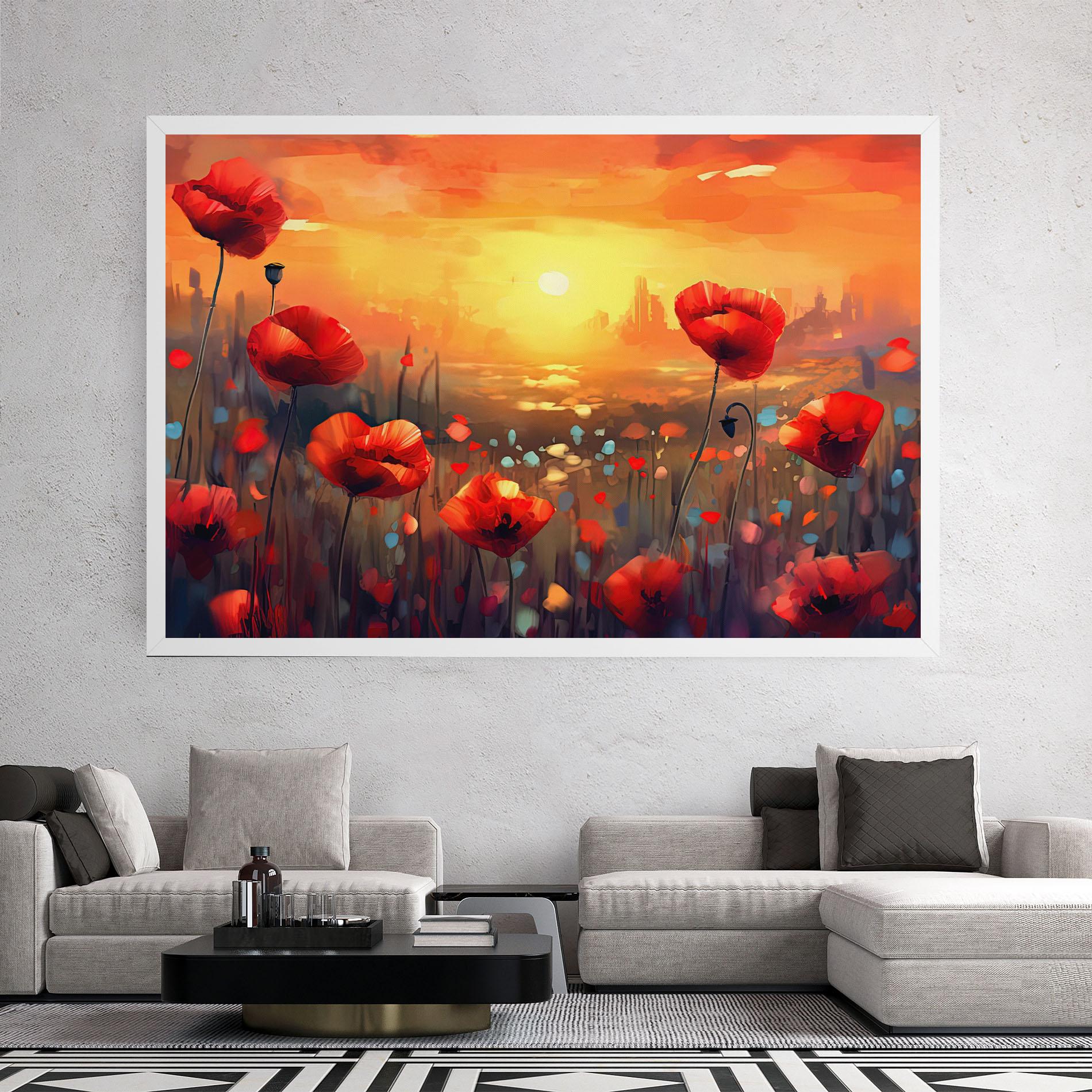 Obraz na Płótnie Sunrise Painting Poppies mockup 2