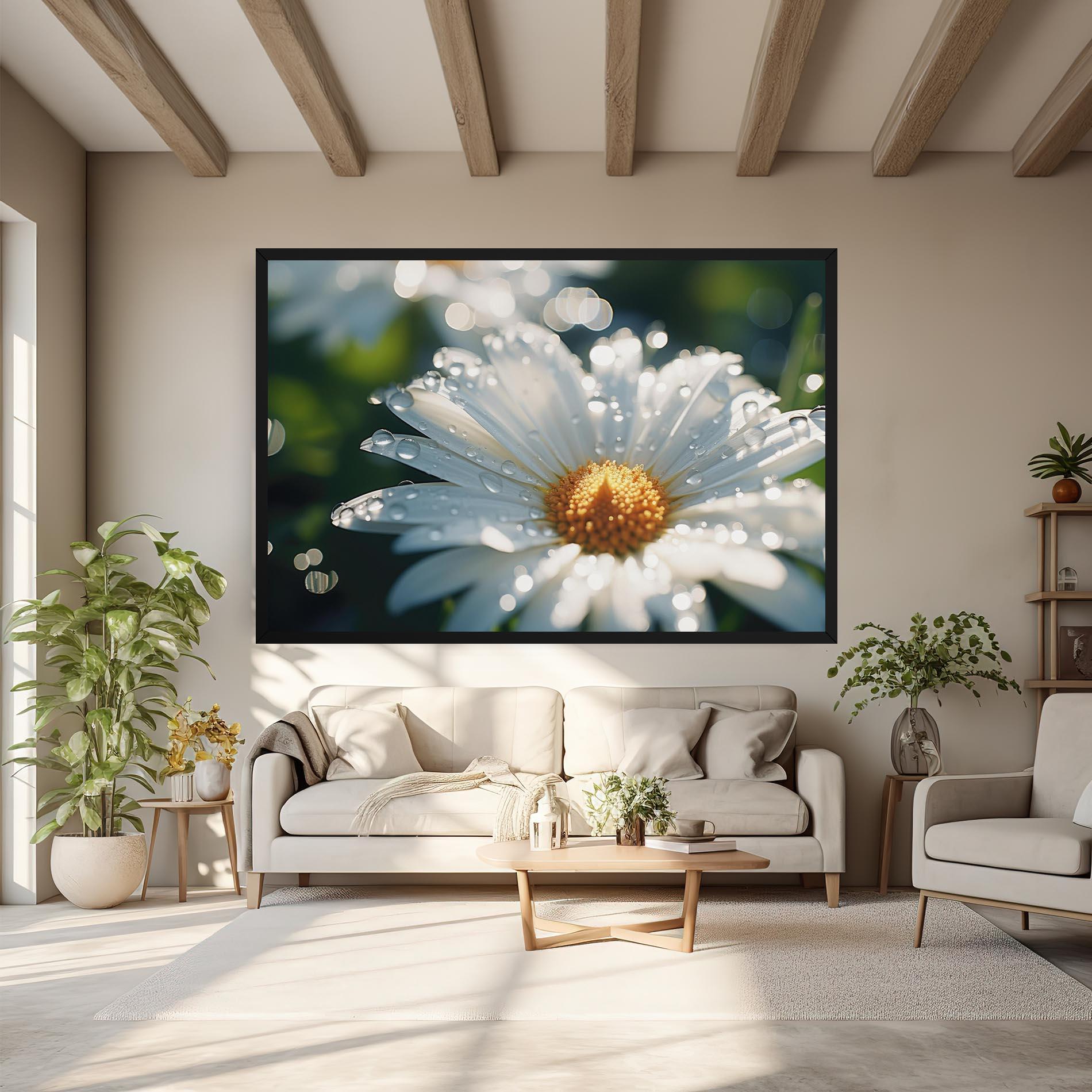 Obraz na Płótnie Daisy After Rain Close Up mockup 6