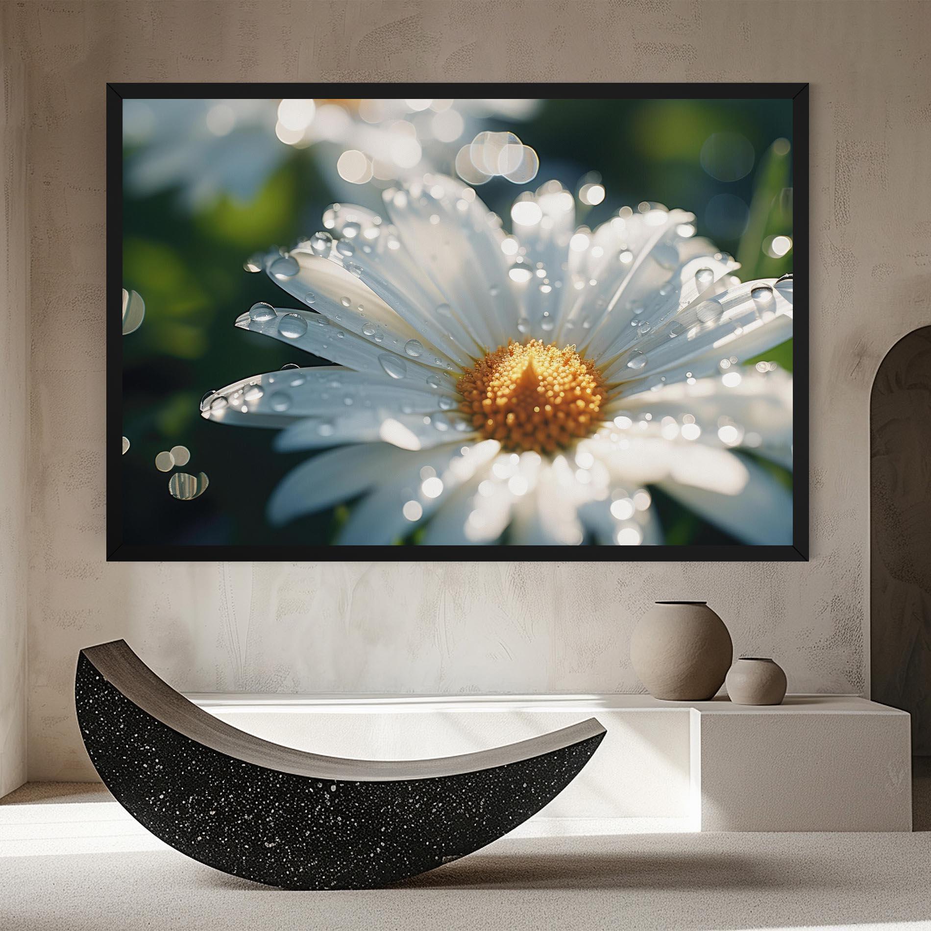 Obraz na Płótnie Daisy After Rain Close Up mockup 8