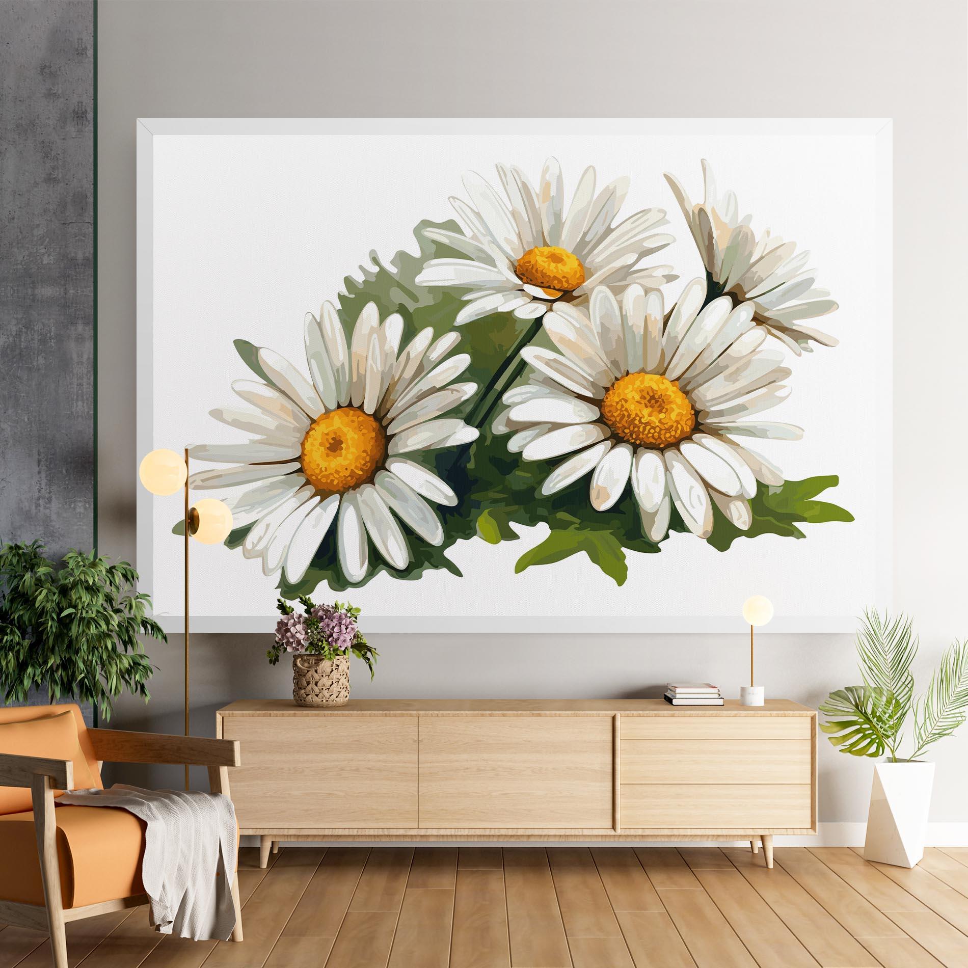 Obraz na Płótnie Grey White Daisy mockup 9