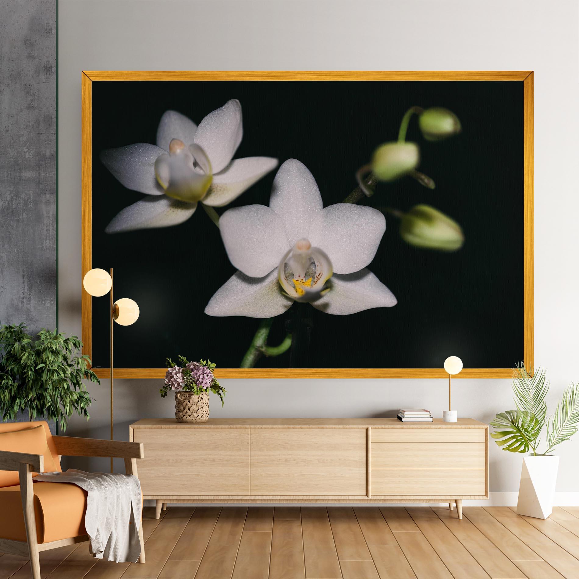 Obraz na Płótnie Orchids On Black mockup 9