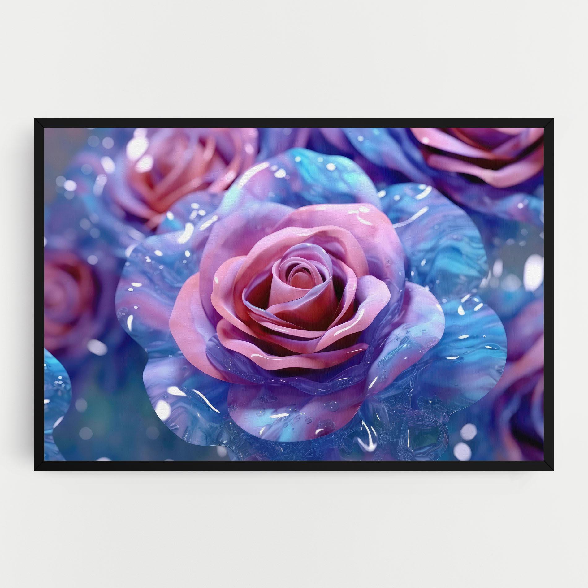 Obraz na Płótnie Beautiful Blue Pink Rose mockup 0