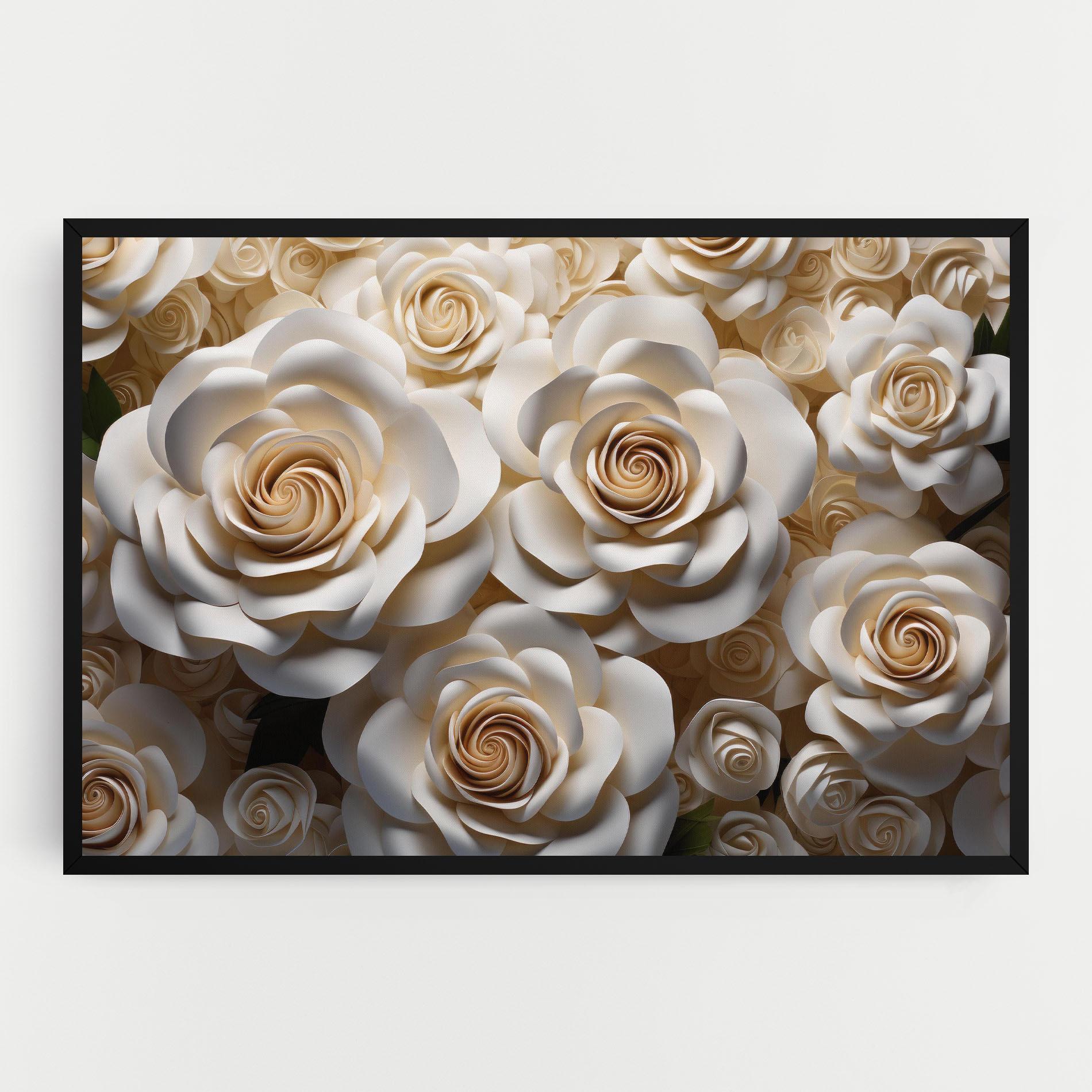 Obraz na Płótnie Cream Roses Wall mockup 0