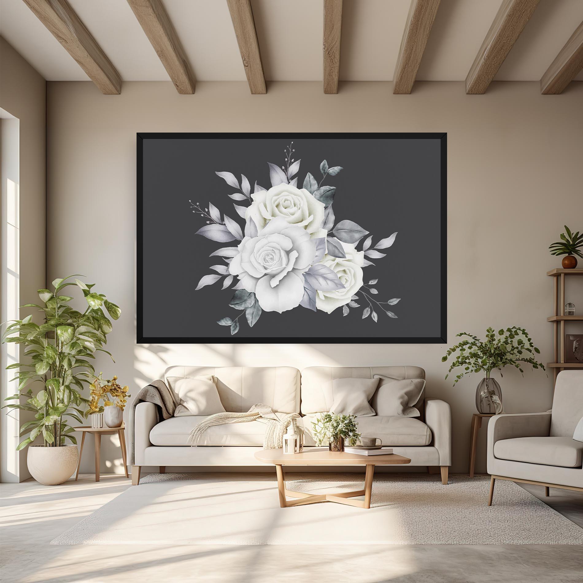 Obraz na Płótnie White Grey Rose mockup 6