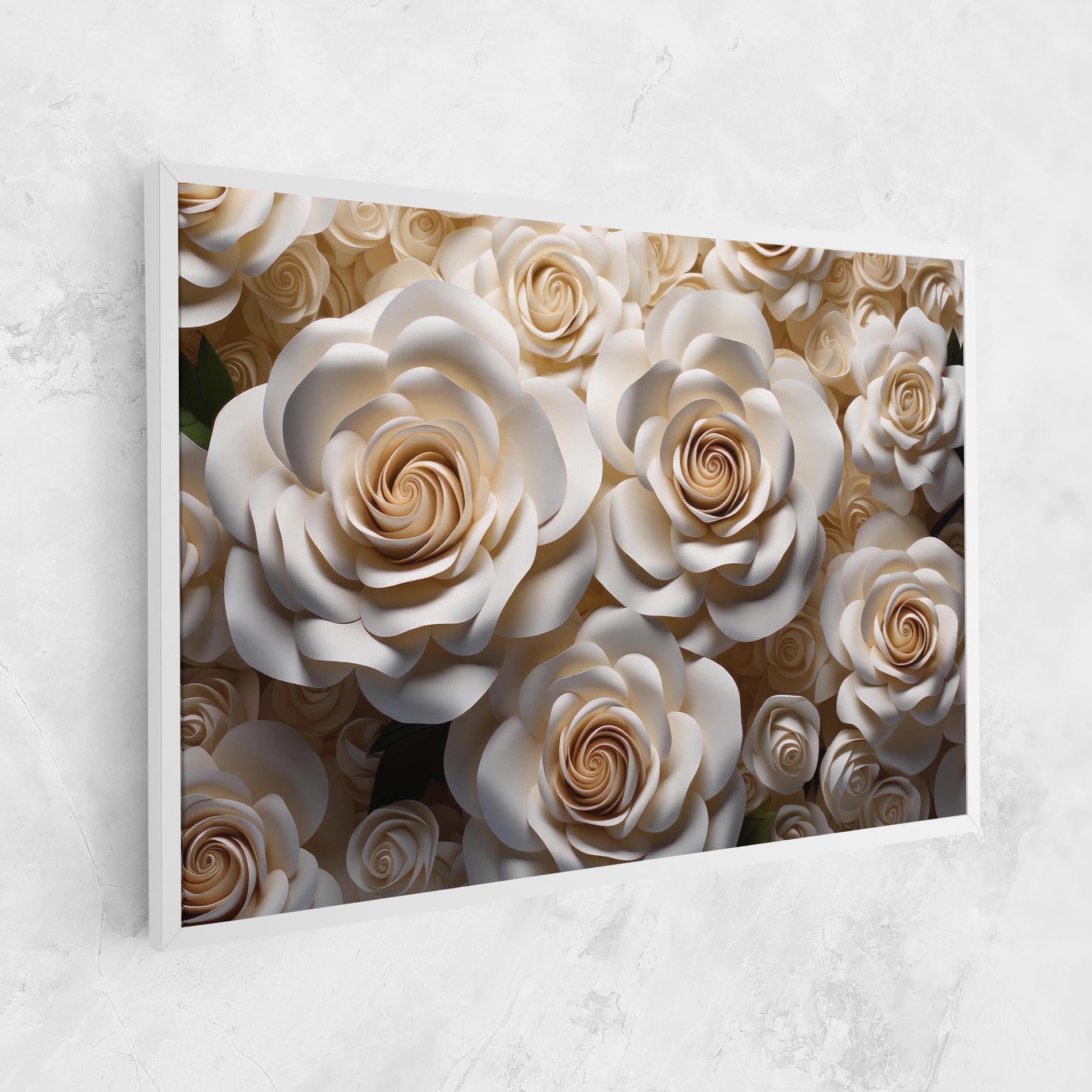 Obraz na Płótnie Cream Roses Wall mockup 1