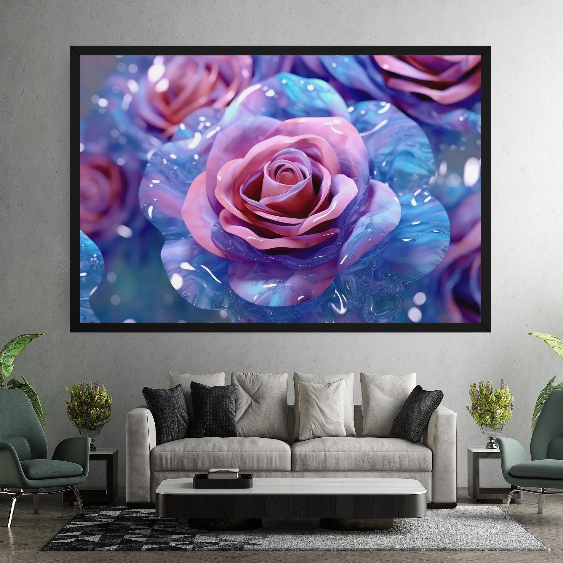 Obraz na Płótnie Beautiful Blue Pink Rose mockup 7