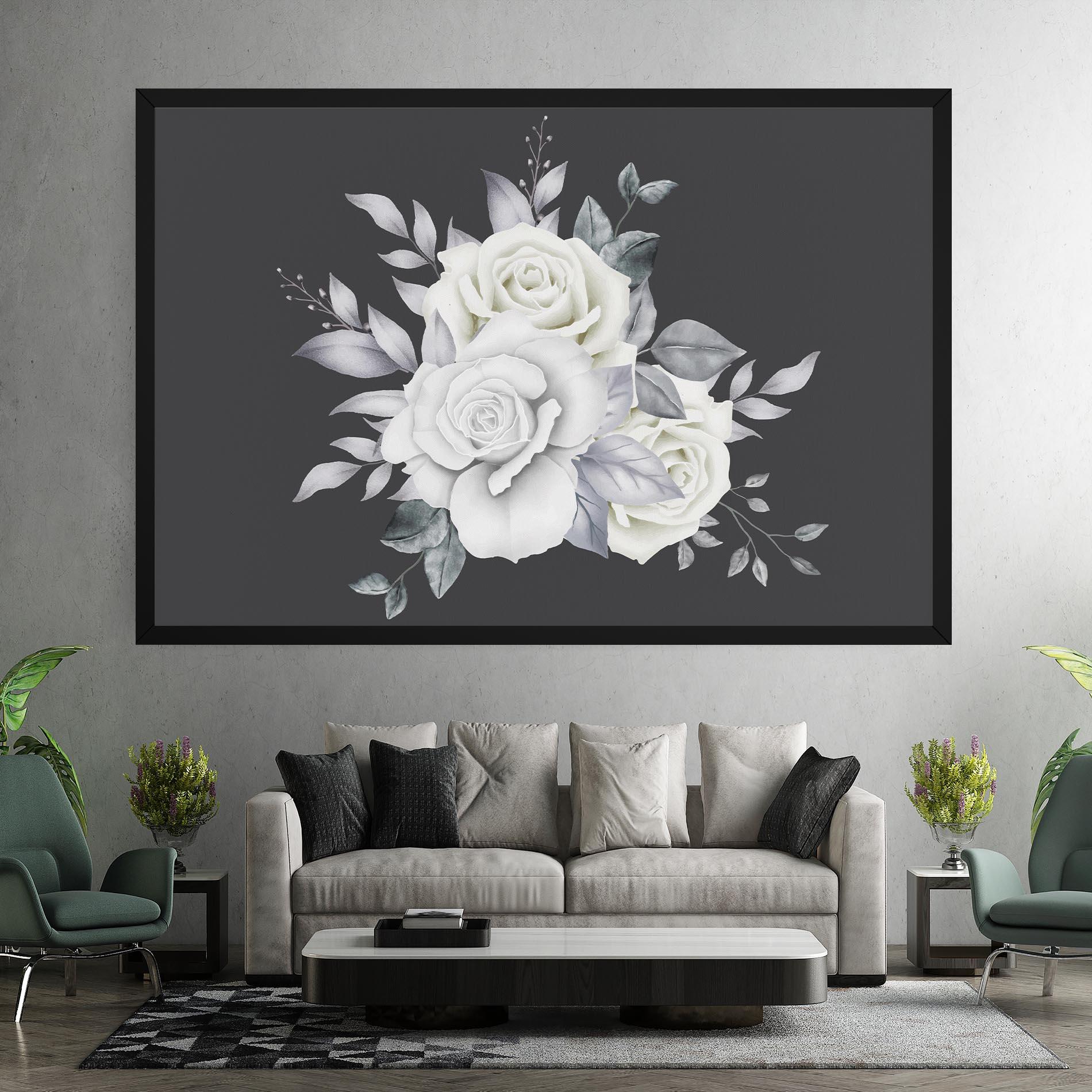 Obraz na Płótnie White Grey Rose mockup 7
